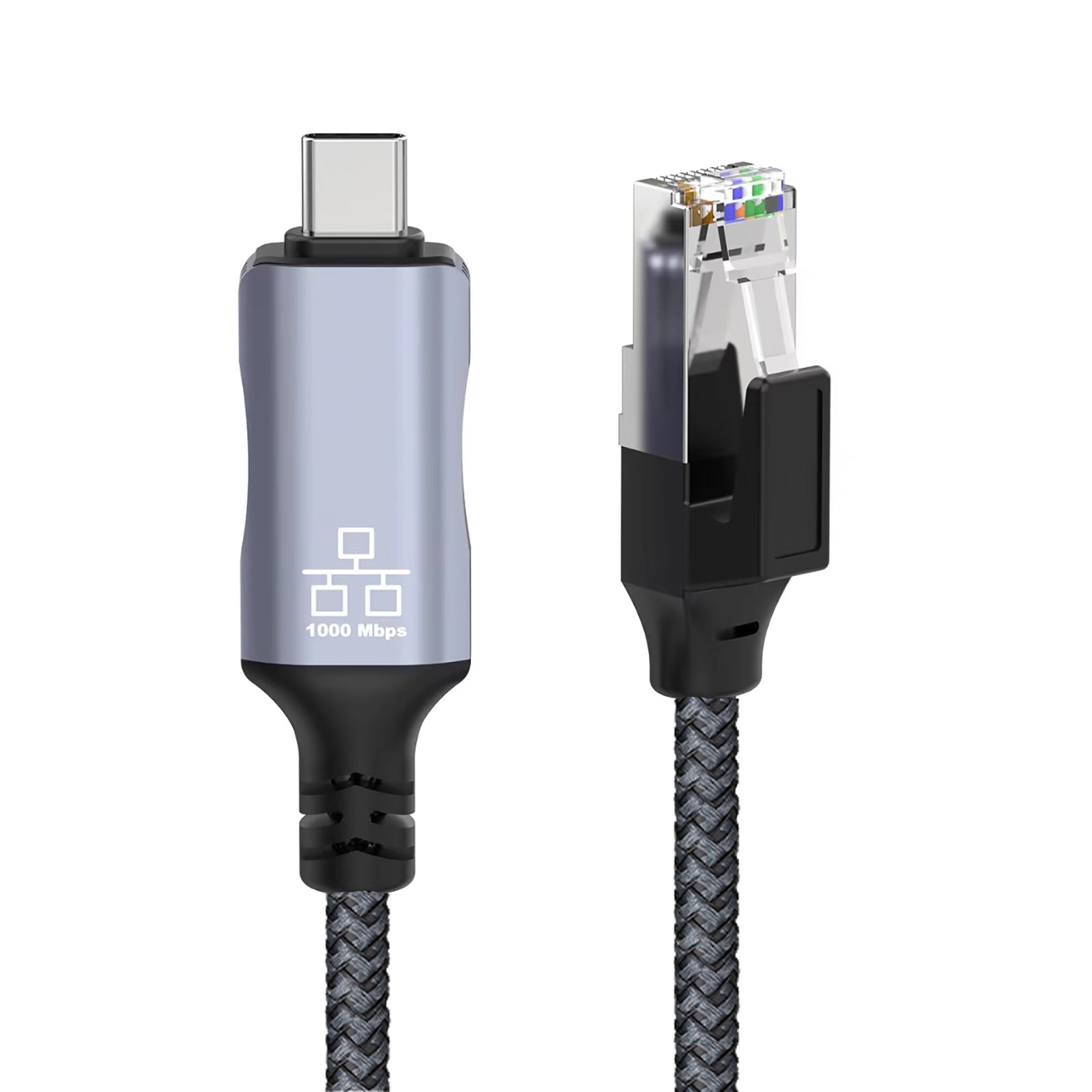 USB C to Ethernet Cable 6FT Type C to RJ45 Nylon Cord Gigabit 1000 Mbps LAN