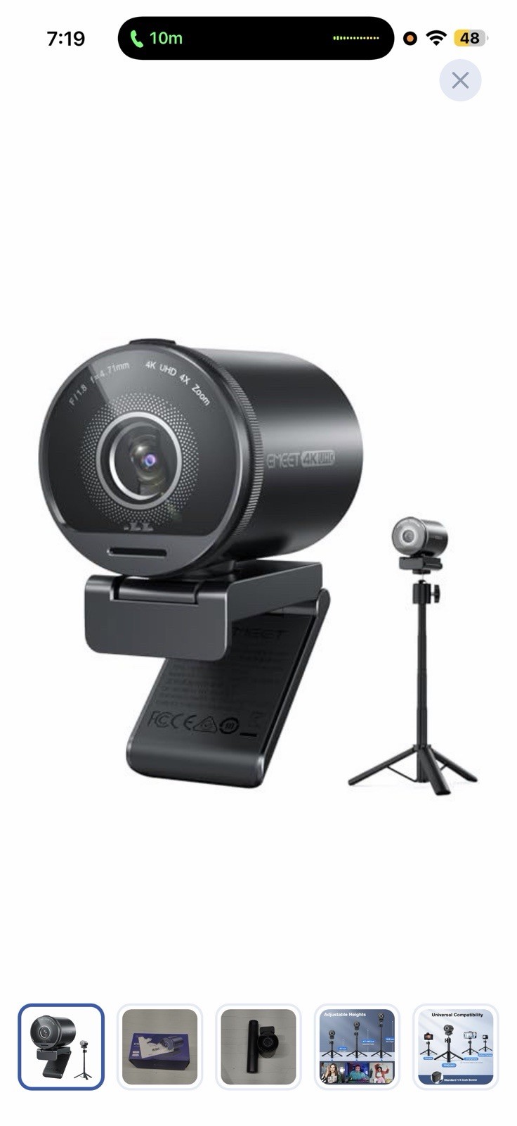 EMEET SmartCam S800 4K Webcam for Streaming, 1/2'' Sensor, Supports HDR, PDAF...