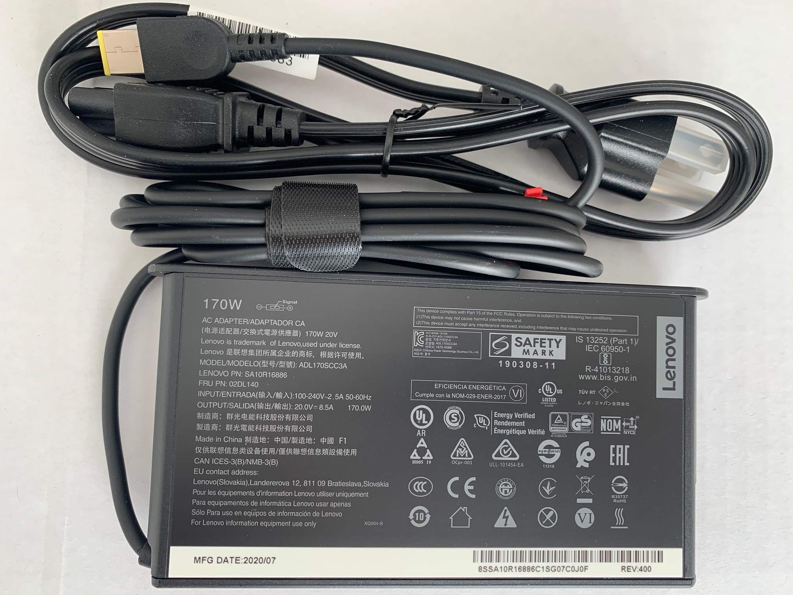 Yellow 170W Charging Adapter for Lenovo ThinkPad P1 P15 P17 X1 Extreme T15p
