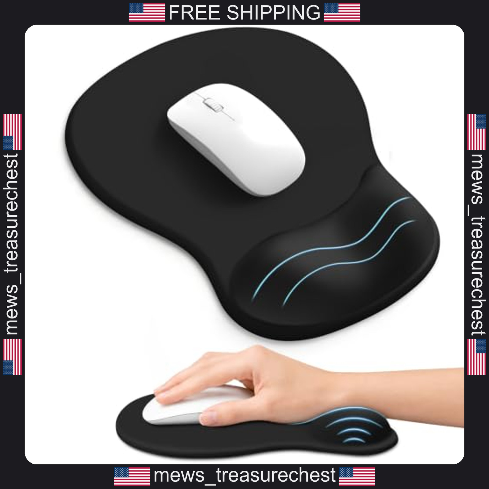 Ergonomic Mouse Pad with Wrist Rest, Gel Support, Non-Slip Base