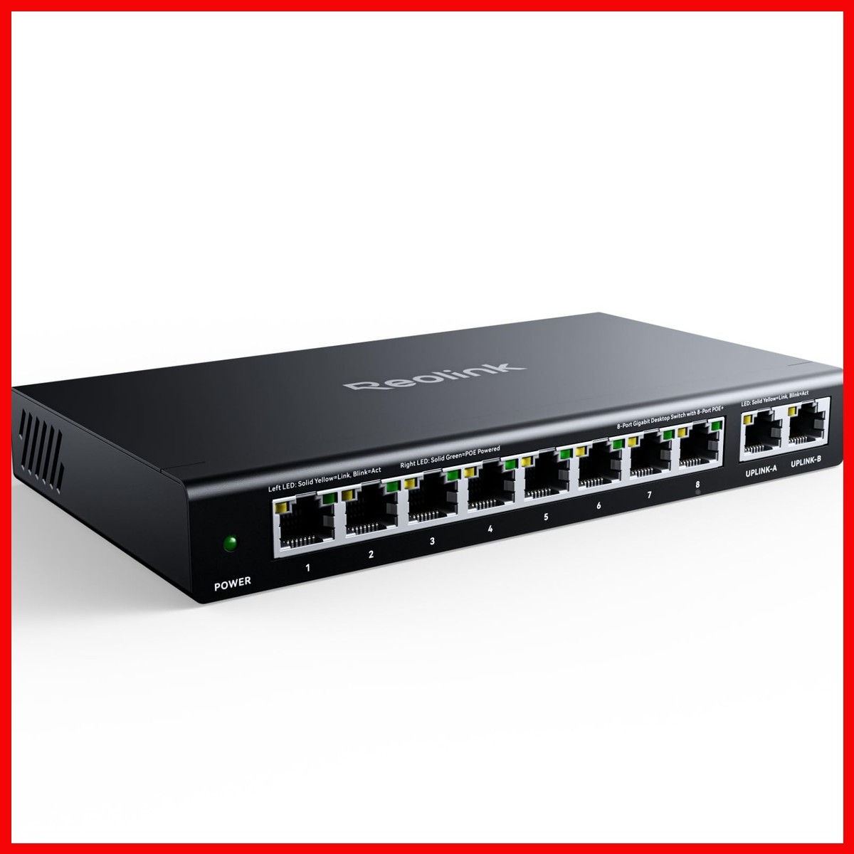 REOLINK PoE Switch 8 PoE And 2 Gigabit Uplink Ports RLA-PS1