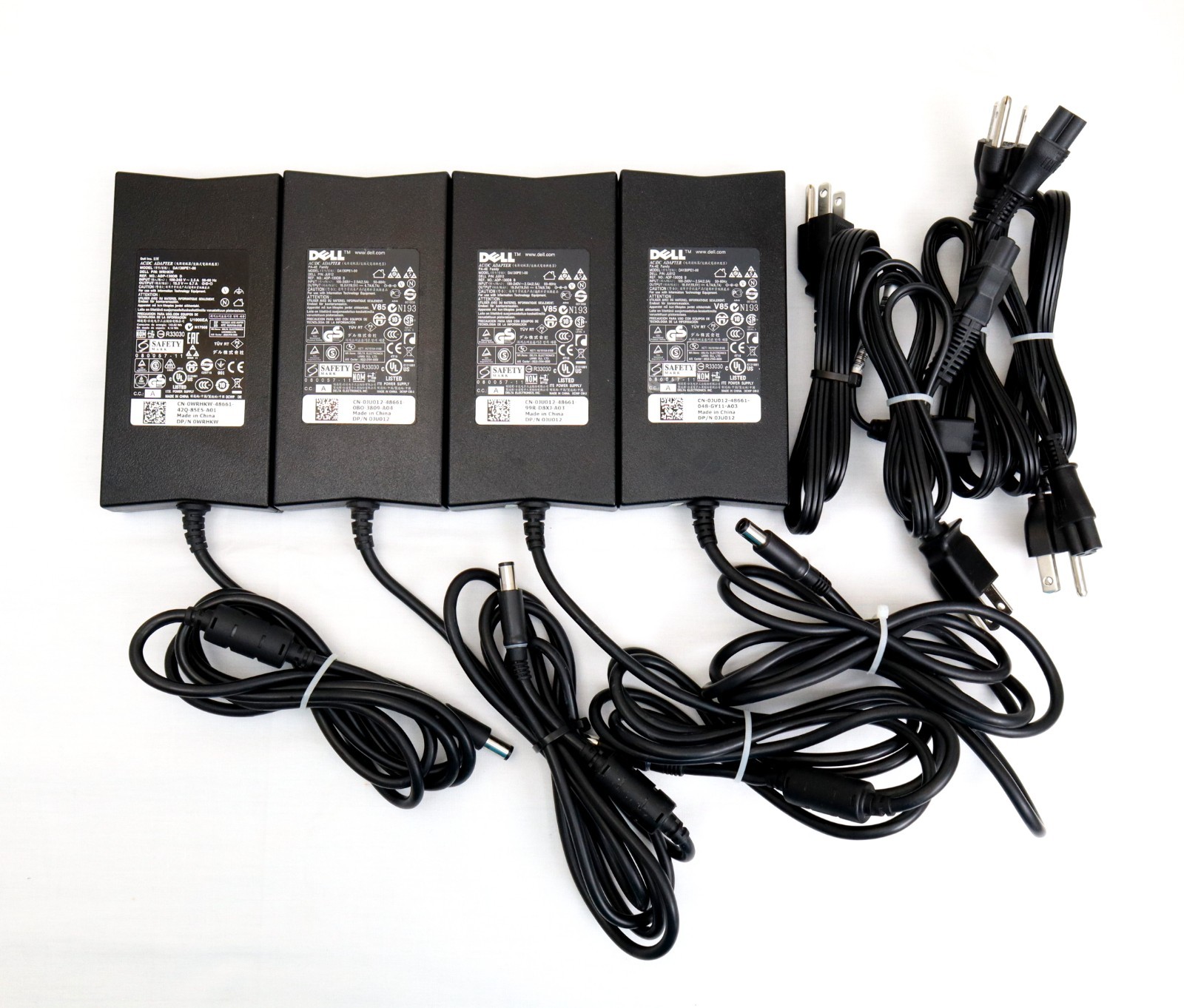 Bulk Lot 4x Genuine Dell 130W Laptop AC Adapters Chargers 19.5V 6.67A + Cords