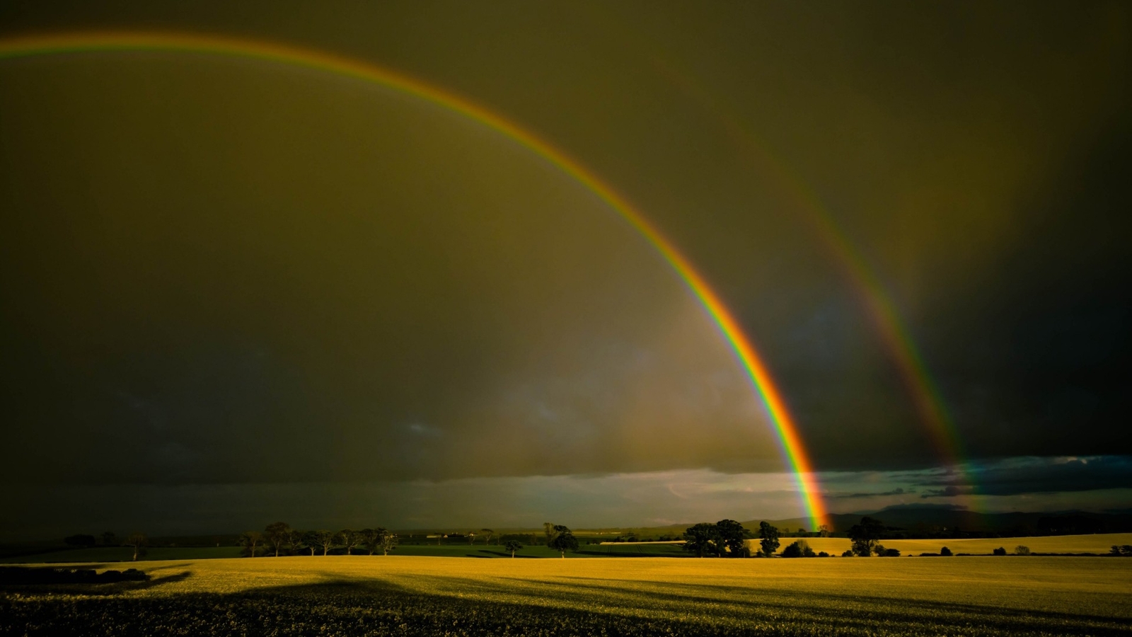 Landscape rainbows field sky Custom Gaming Mat Desk