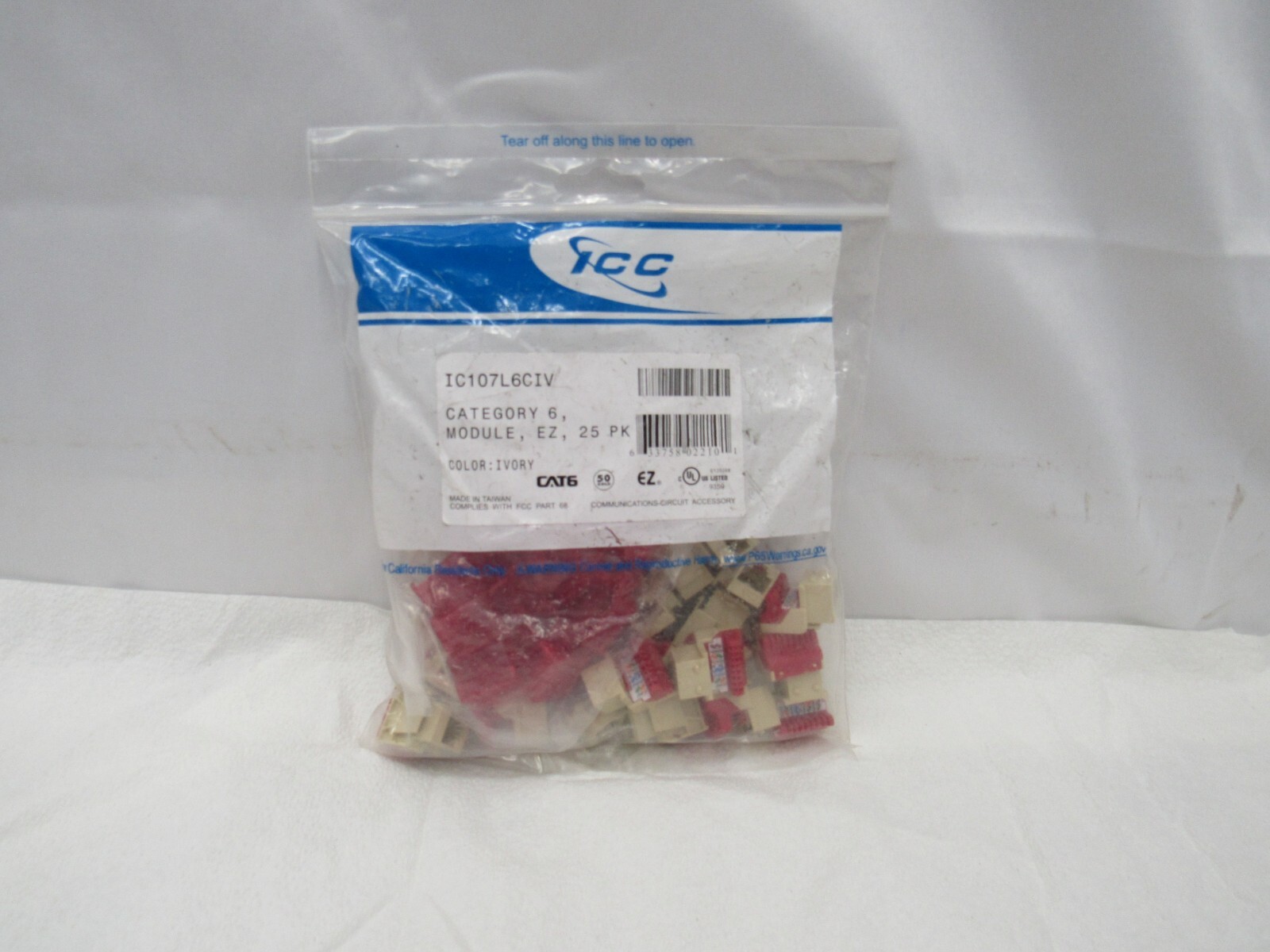 Icc CAT6JKPK-IV Ic107l6civ Cat6 Ez 25 Pk Ivory Category 6 Module