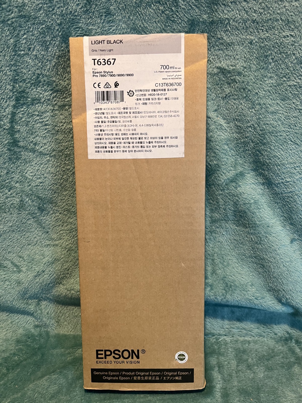 Genuine Epson Light Black Ink Cartridge T6367 Date: May 2026