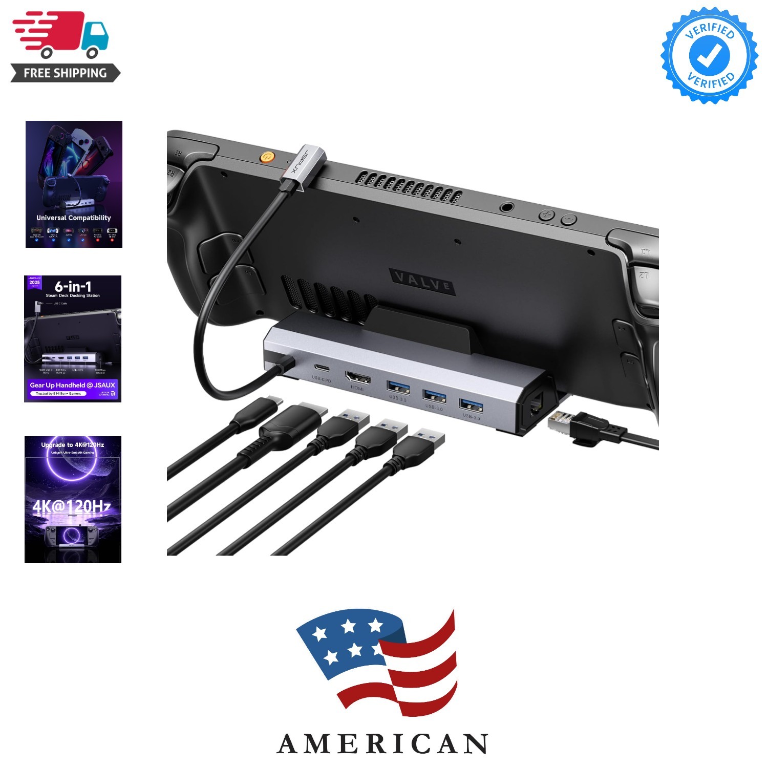 6-in-1 Docking Station for Steam Deck/ROG Ally X/Legion Go S-HB0603 | 4K@120H...