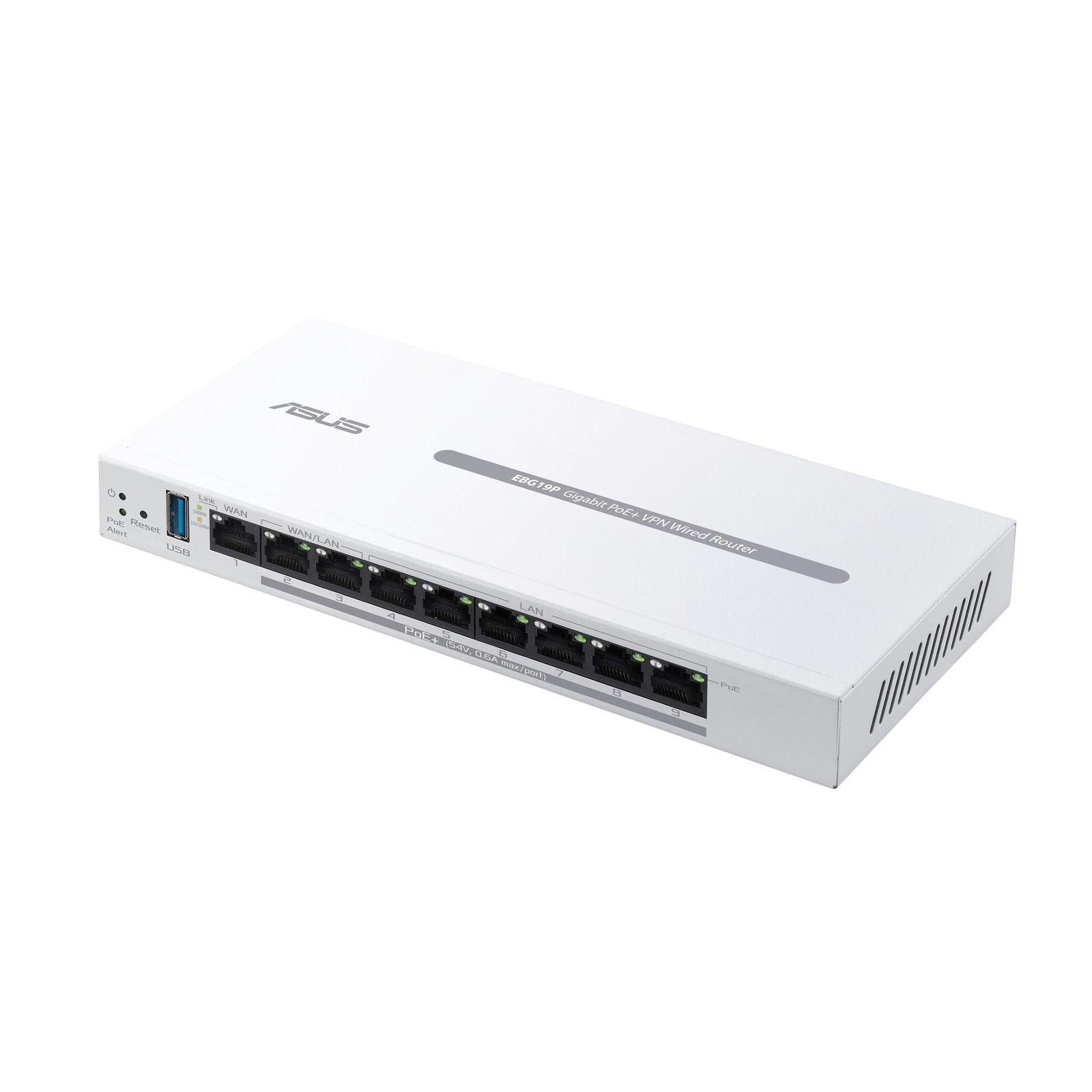ASUS ExpertWiFi EBG19P Gigabit PoE+ VPN Wired Router, 8 Ports, WHITE