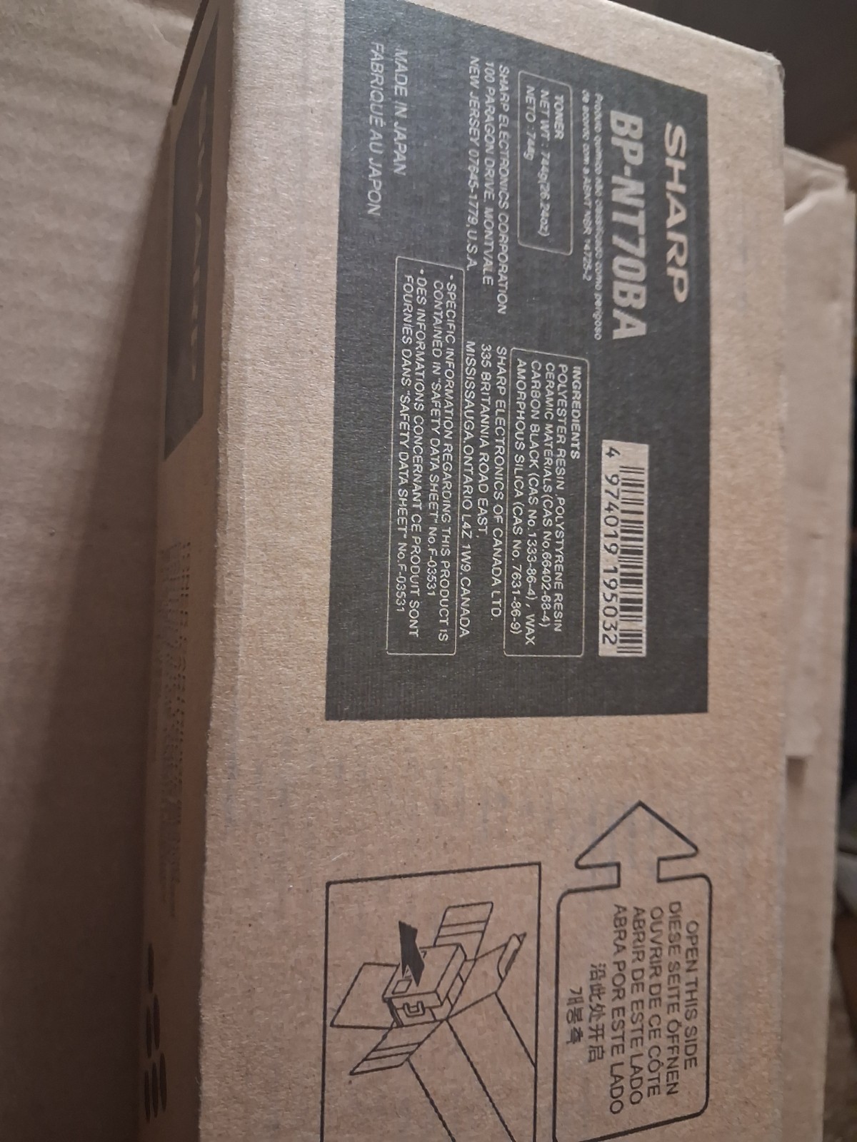 Genuine Sharp BP-NT70BA / BPNT70BA Black Toner for MP-50C26/50C31/50C36/50C45