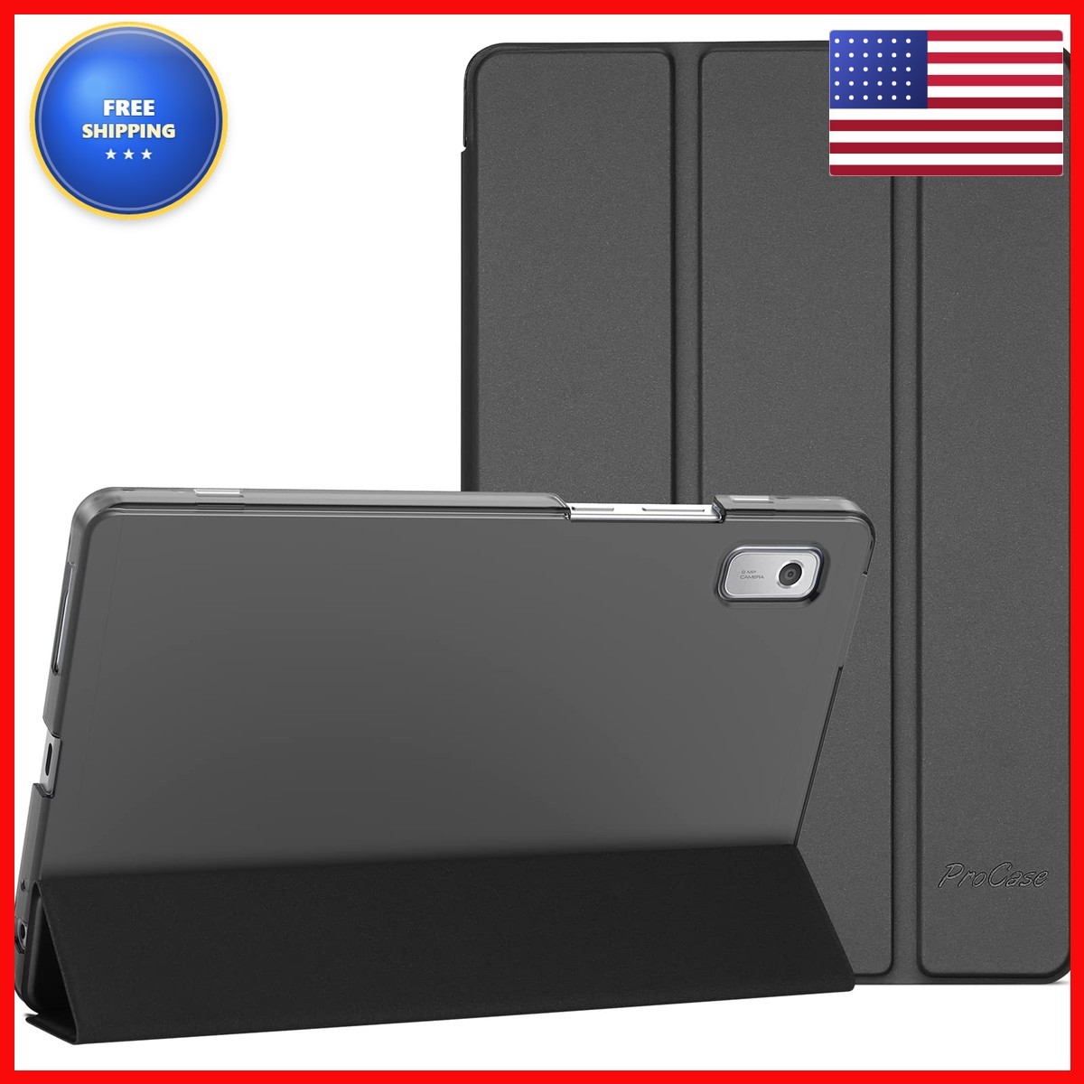 ProCase Slim Stand Case for Lenovo Tab M9 9" / Nook 9" 2024, Black