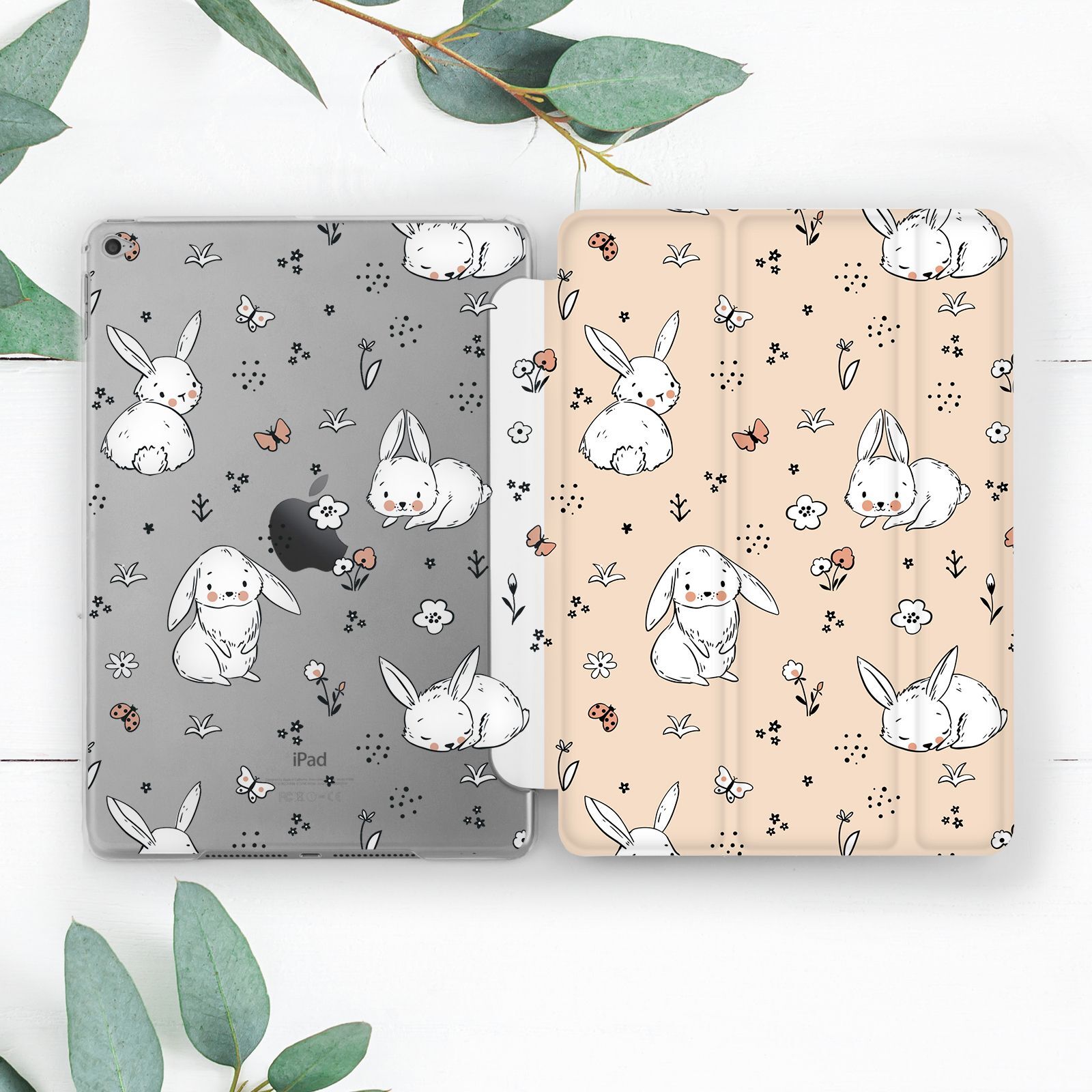 Cute Rabbit Flowers Floral Bunny Case For iPad 10.2 Pro 12.9 11 9.7 Air 4 5 Mini