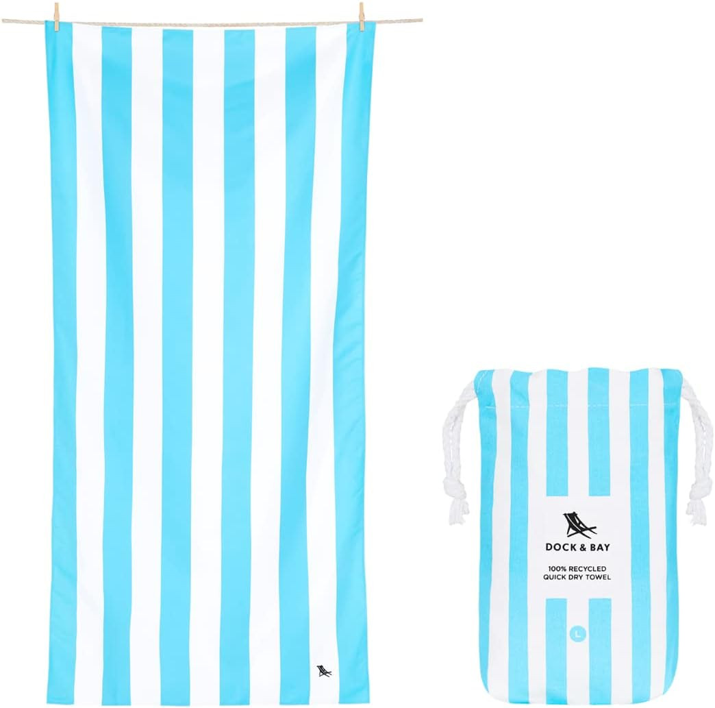 Beach Towel - Quick Dry, Sand Free - Compact, Lightweight - 100% Recycled - Incl