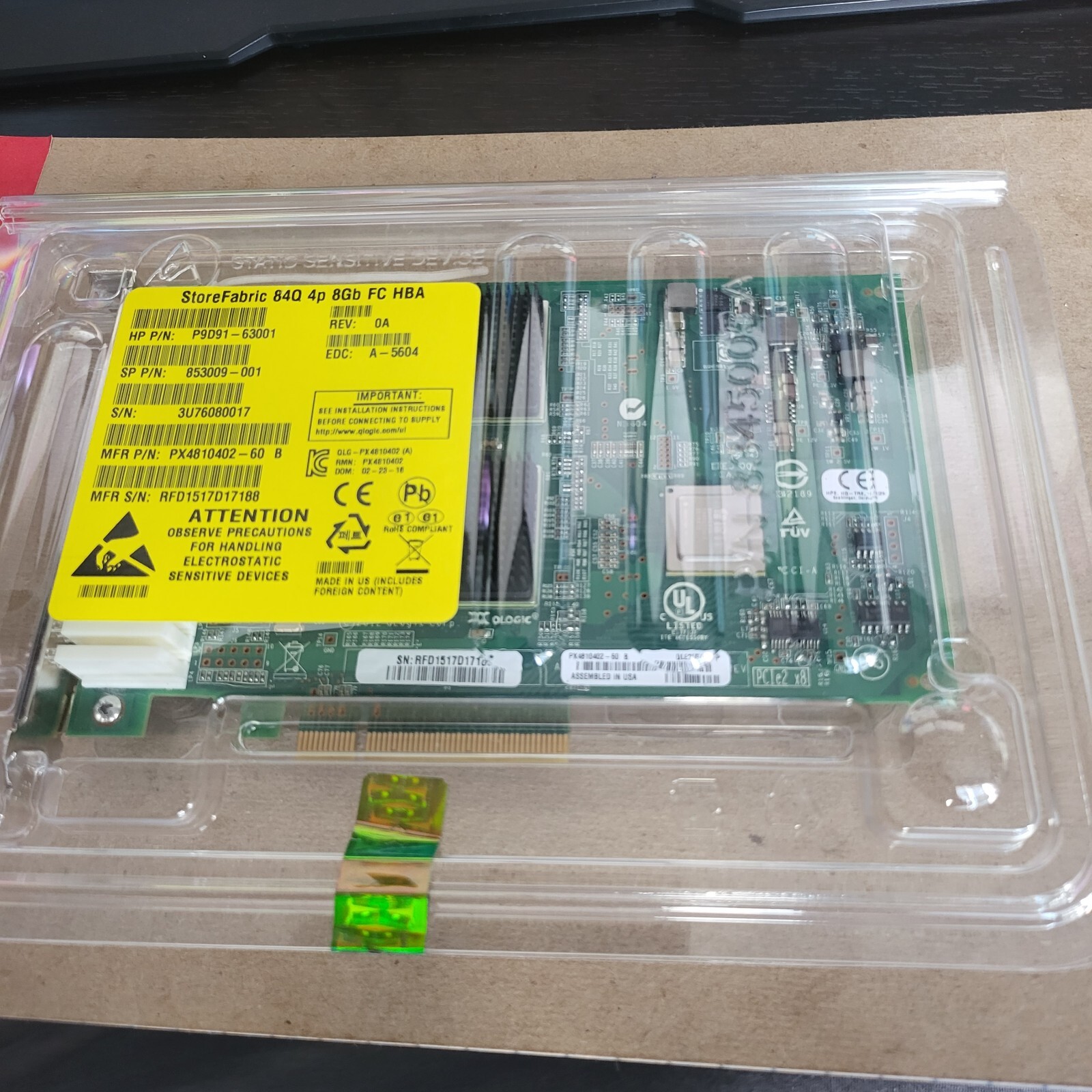 Brand New Q-LOGIC QLE2564 HP=BK StoreFabric 84Q 4p 8Gb FC HBA