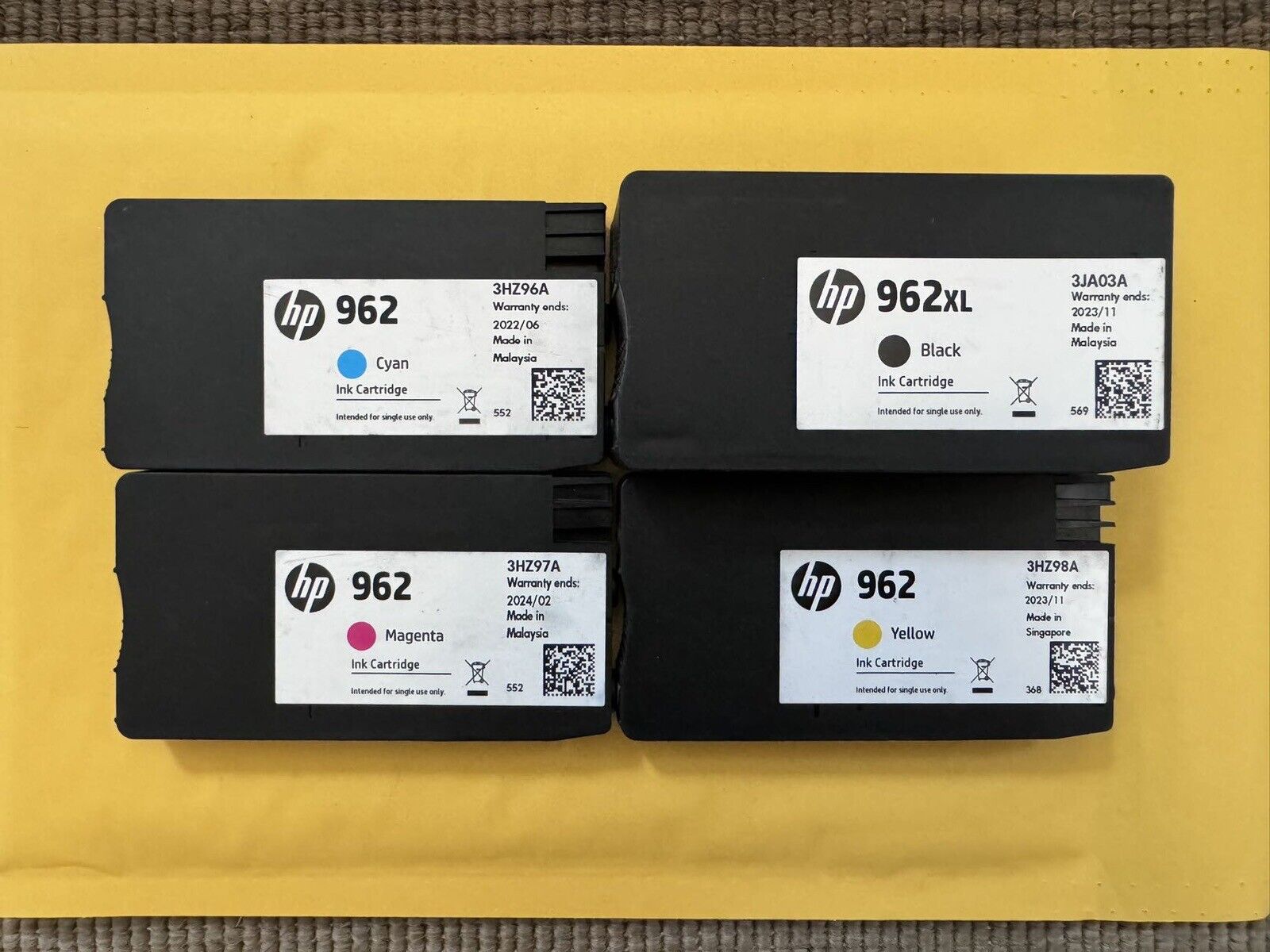 New Genuine HP 962XL 962 Black Color 4PK Ink Cartridges 2022-2024