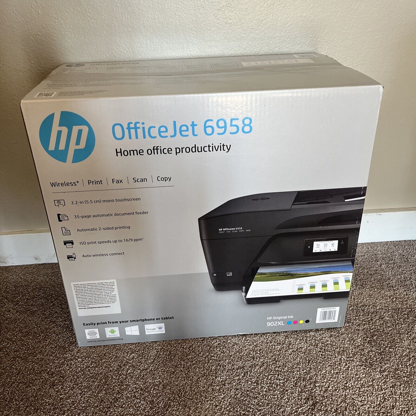 HP OfficeJet PRO 6958 All-In-One Wireless Inkjet Color Printer Brand New Sealed