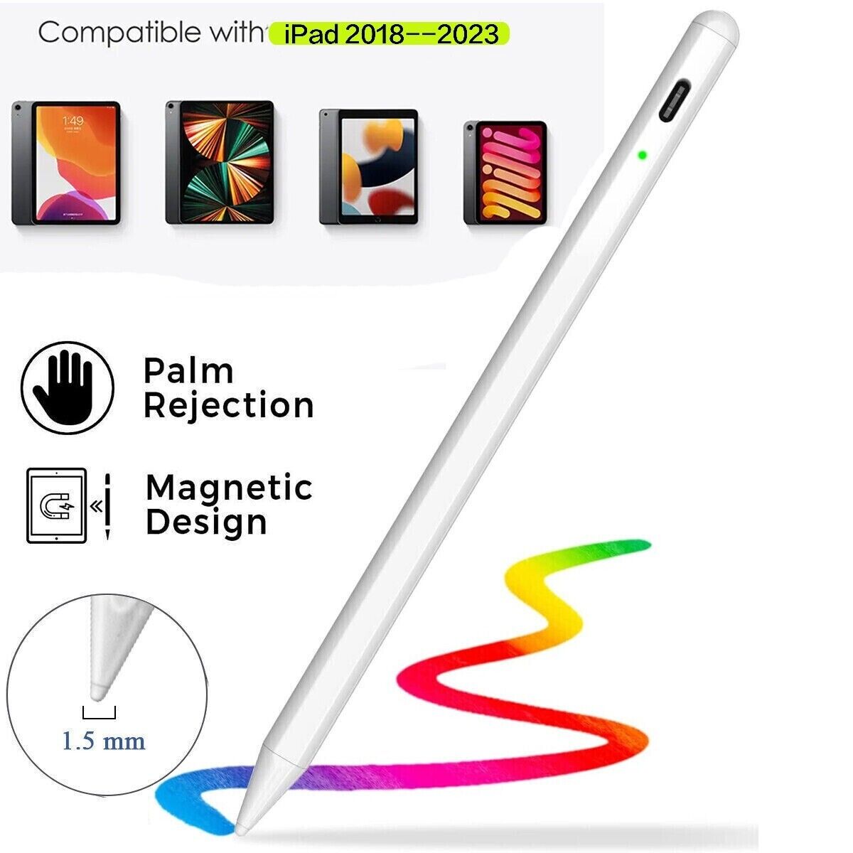 Stylus Pen Active Pencil (2nd Generation) for Apple iPad/Pro/Mini/Air 2018-2023