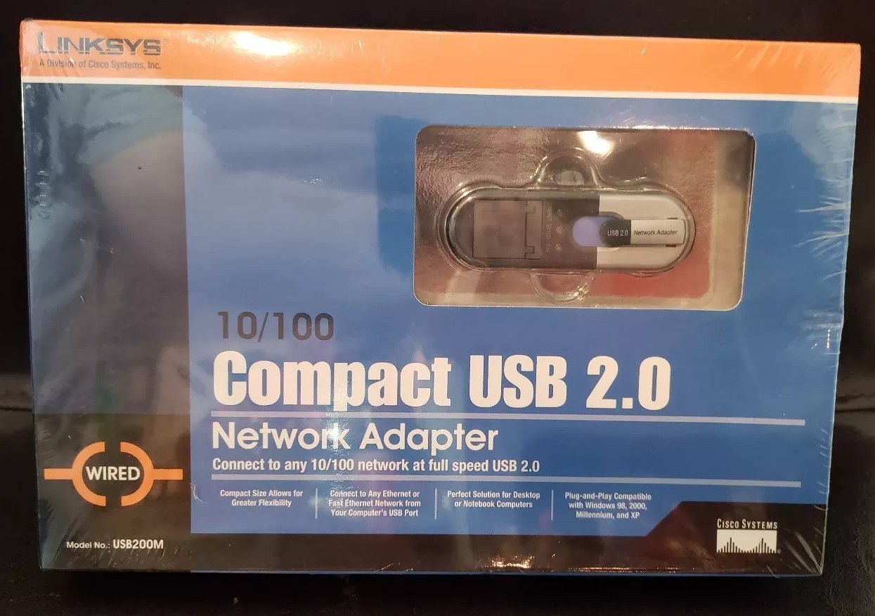 New Sealed Linksys Compact USB 2.0 Network Adaptor Model USB200M 10/100