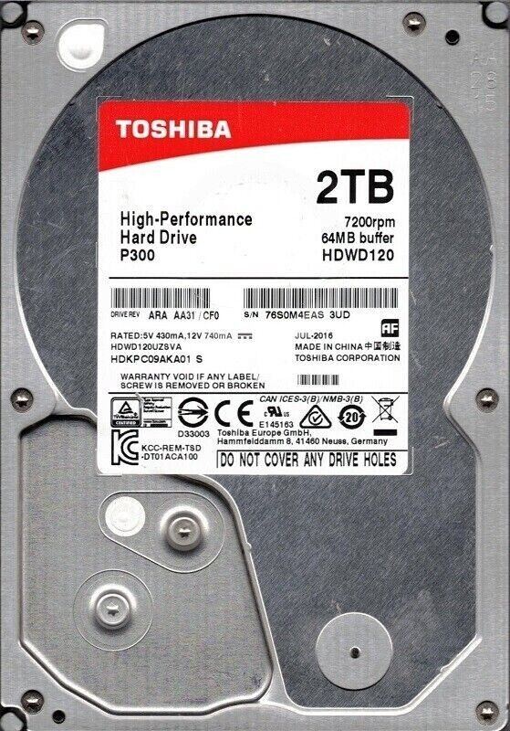 Toshiba (SATA) 2TB HDKPC09AKA01 6Gb/s 3.5