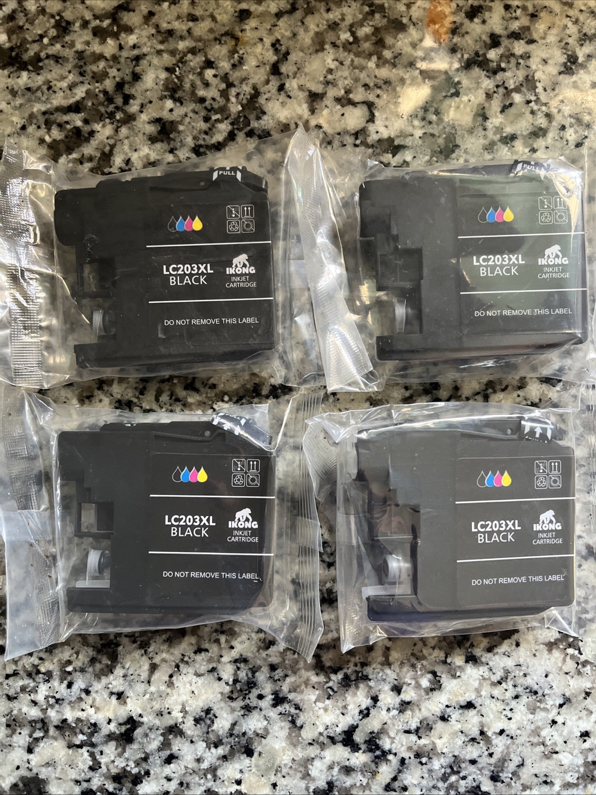 4 Pack LC203XL Black IKONG Ink Cartridges - Replacements for Brother