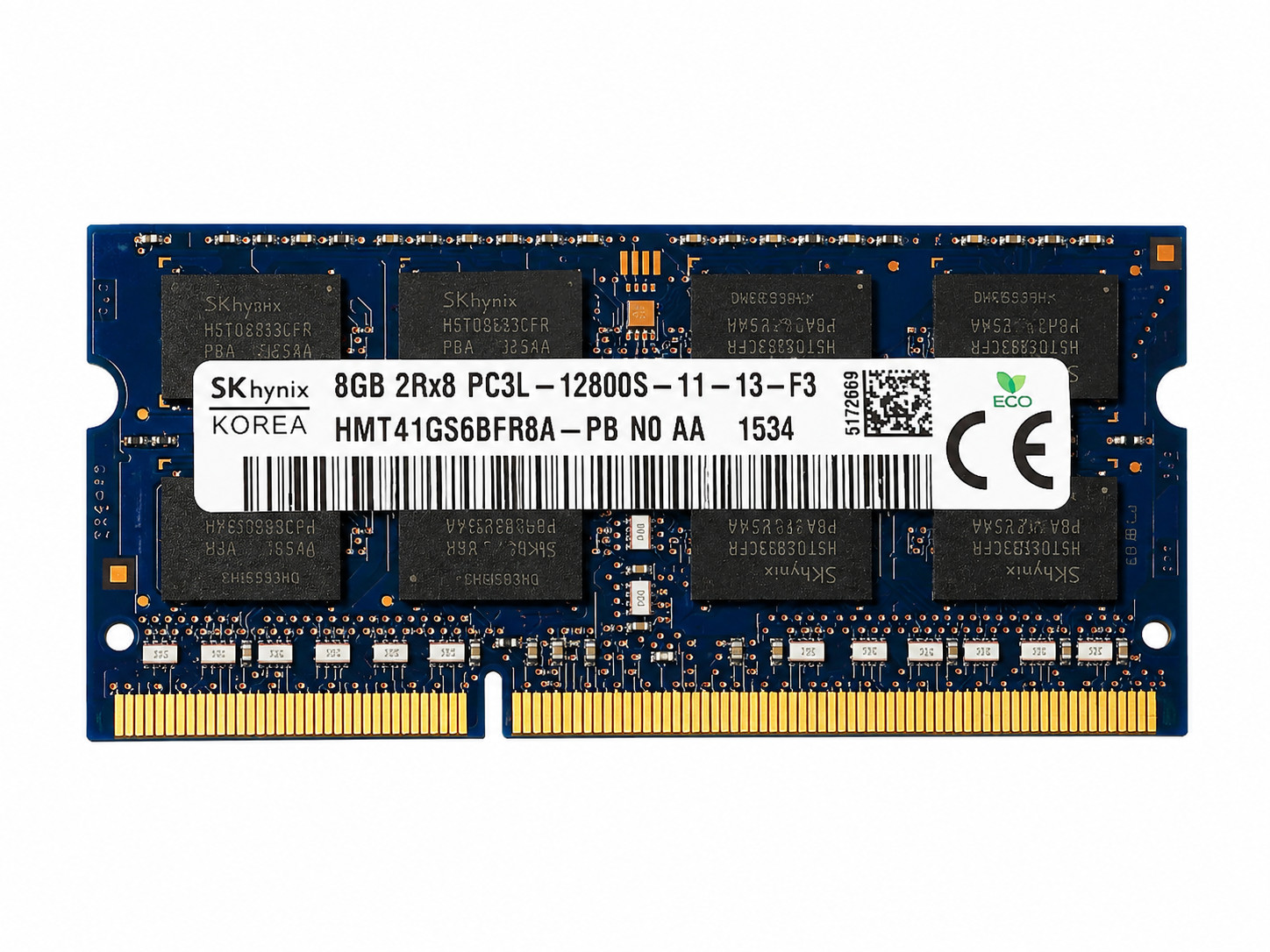 1x 8GB SK Hynix HMT41GS6BFR8A-PB DDR3 2Rx8 PC3L-12800S 1600MHz Laptop Ram