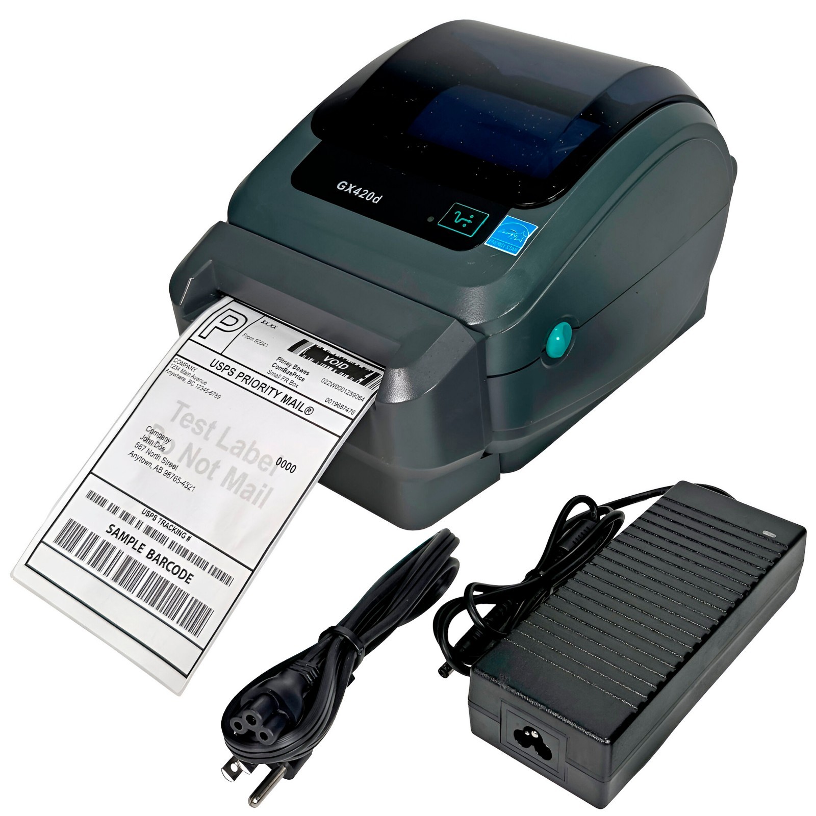TESTED Zebra GX420d Direct Thermal Label Printer LAN USB Serial with Auto Cutter