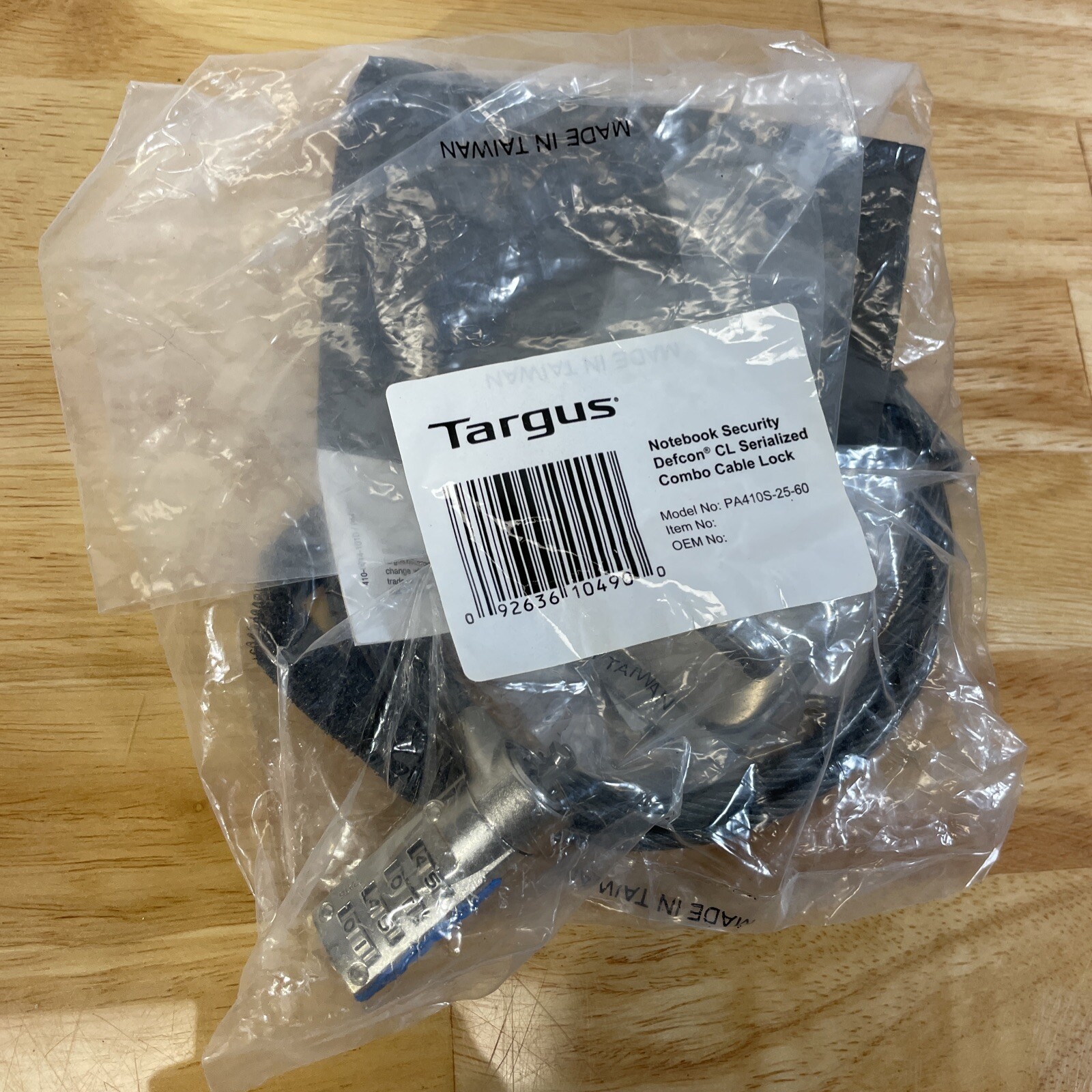 Targus Notebook Security DEFCON CL Serialized Combo Cable Model PA410S-25-60