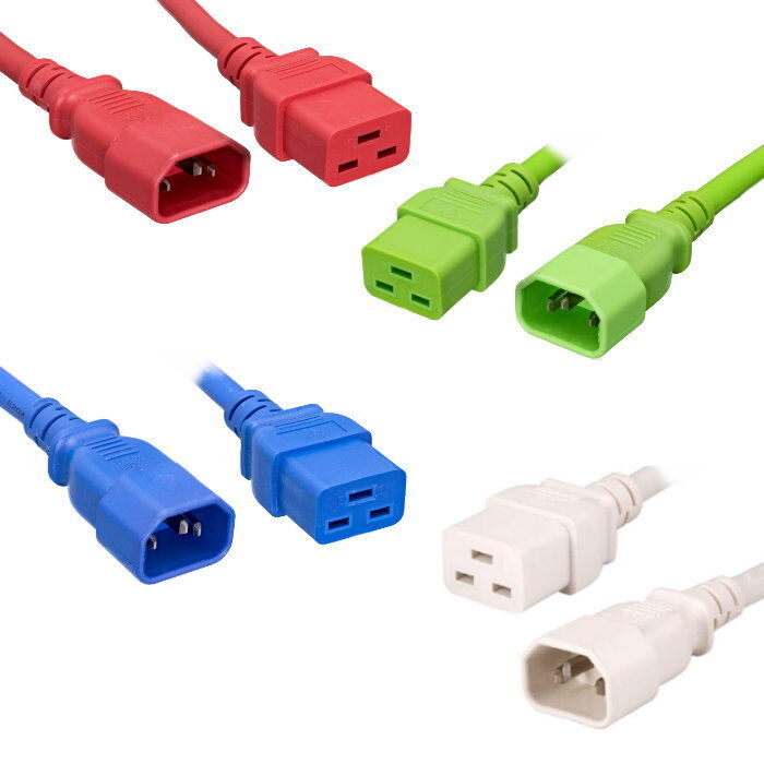 Lot 10pc RBGW Color Server Network Router Extension AC Power Cord C14/C19 14 AWG