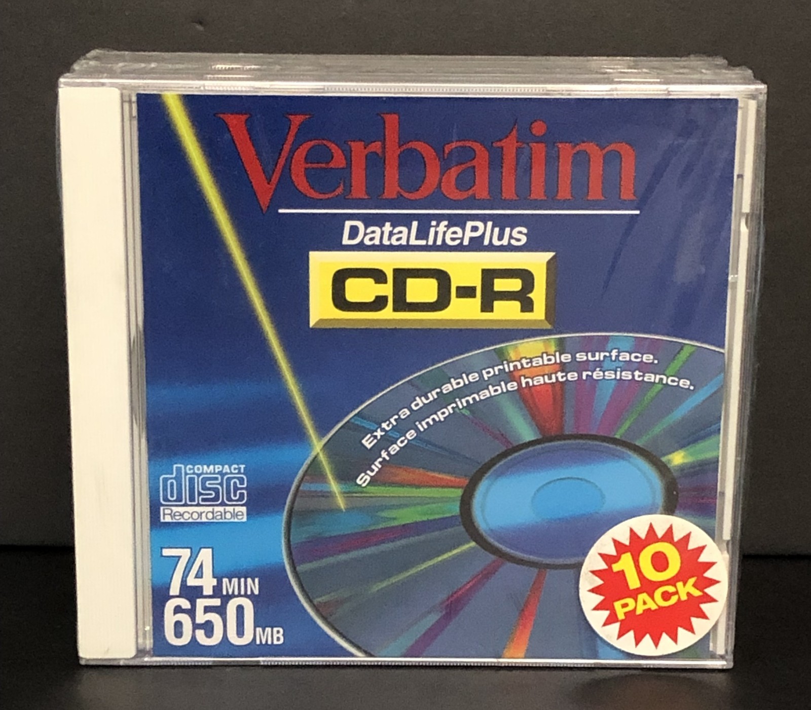 Verbatim Data Life Plus CD-R 74 Min 650 mb 10 Pack With Jewel Cases New Sealed