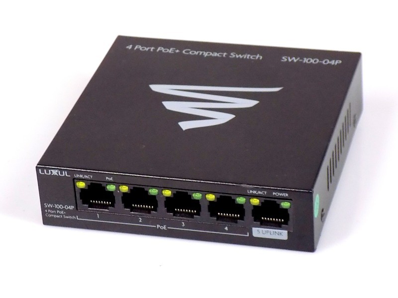 Luxul SW-100-04P 4-Port Gigabit 58W PoE+ Network Unmanaged Switch NO Power Supply