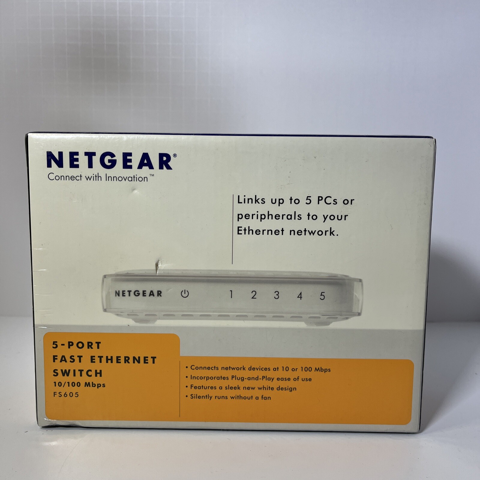 Netgear FS605NA 5-Port Ethernet Switch 10/100 Mbps In White - New - Sealed