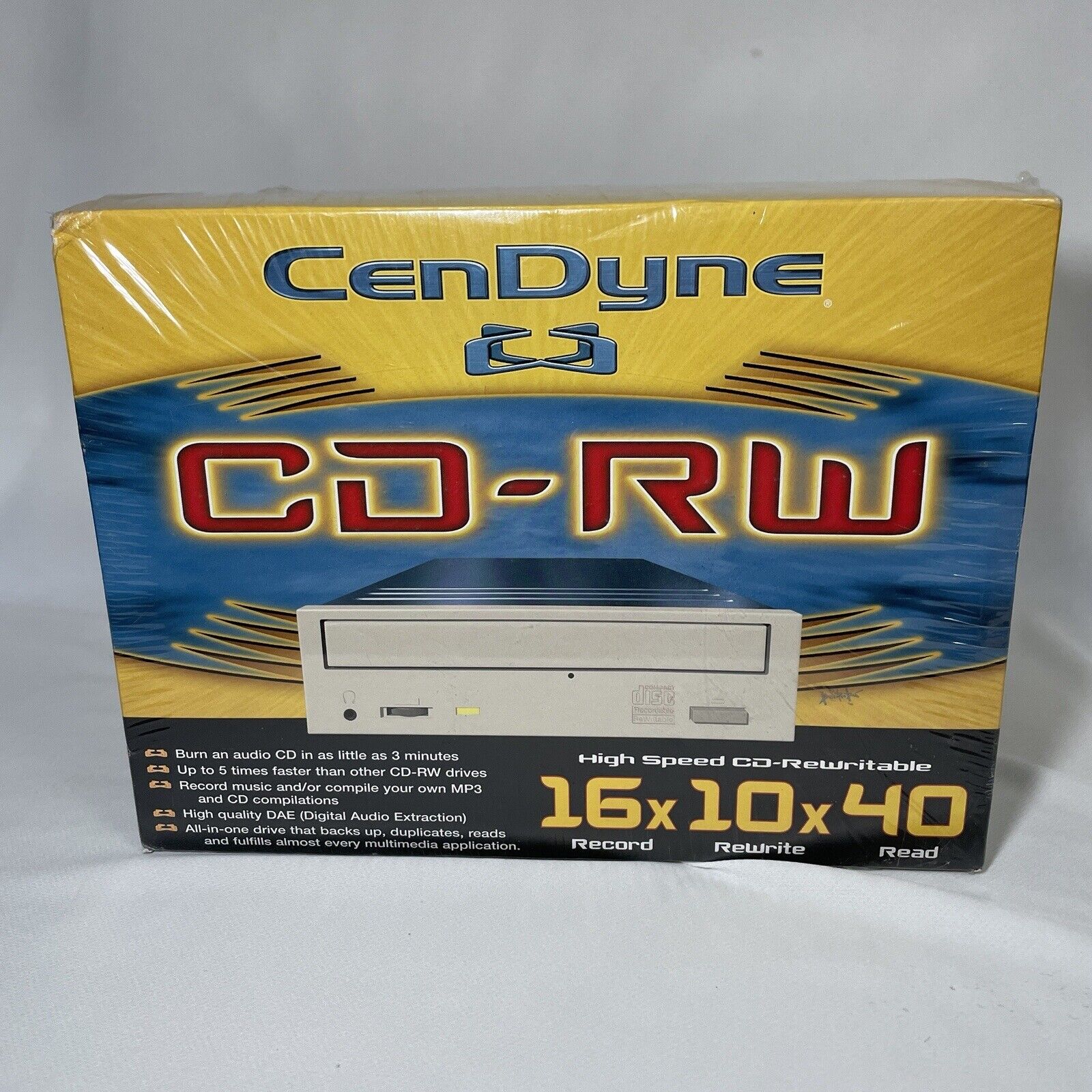 Vintage CenDyne CD-RW 16x10x40 Internal PC E-IDE Smart Burn Technology 