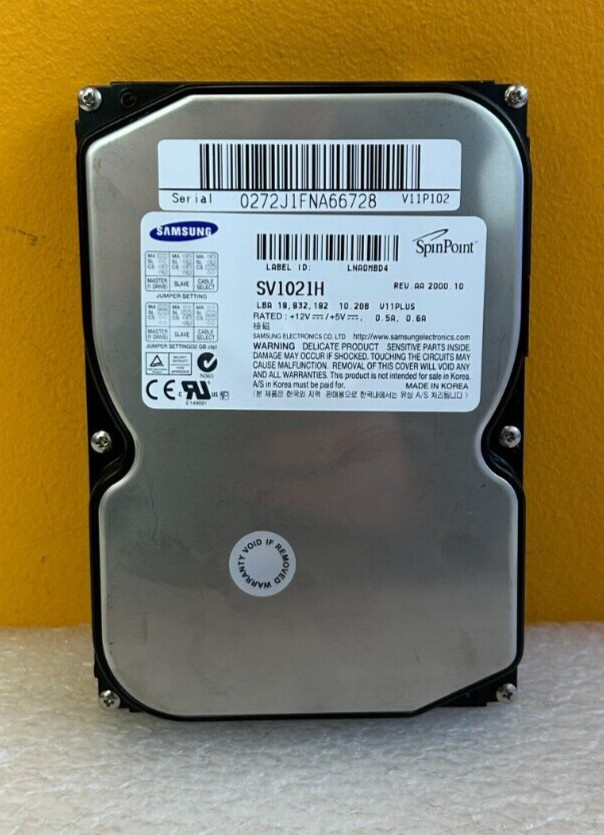 Samsung SpinPoint SV1021H 10 GB, ATA/100 IDE Interface, 3.5" Hard Drive. Tested