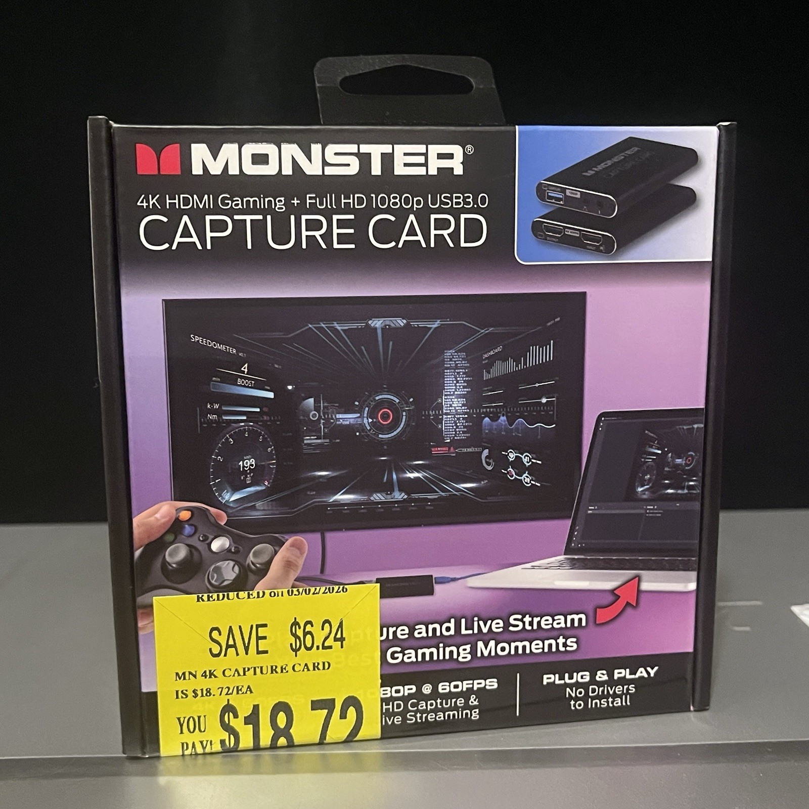 Monster 4K HDMI Capture Card 1080p 60FPS USB 3.0 MAD1-2024-BLK NEW