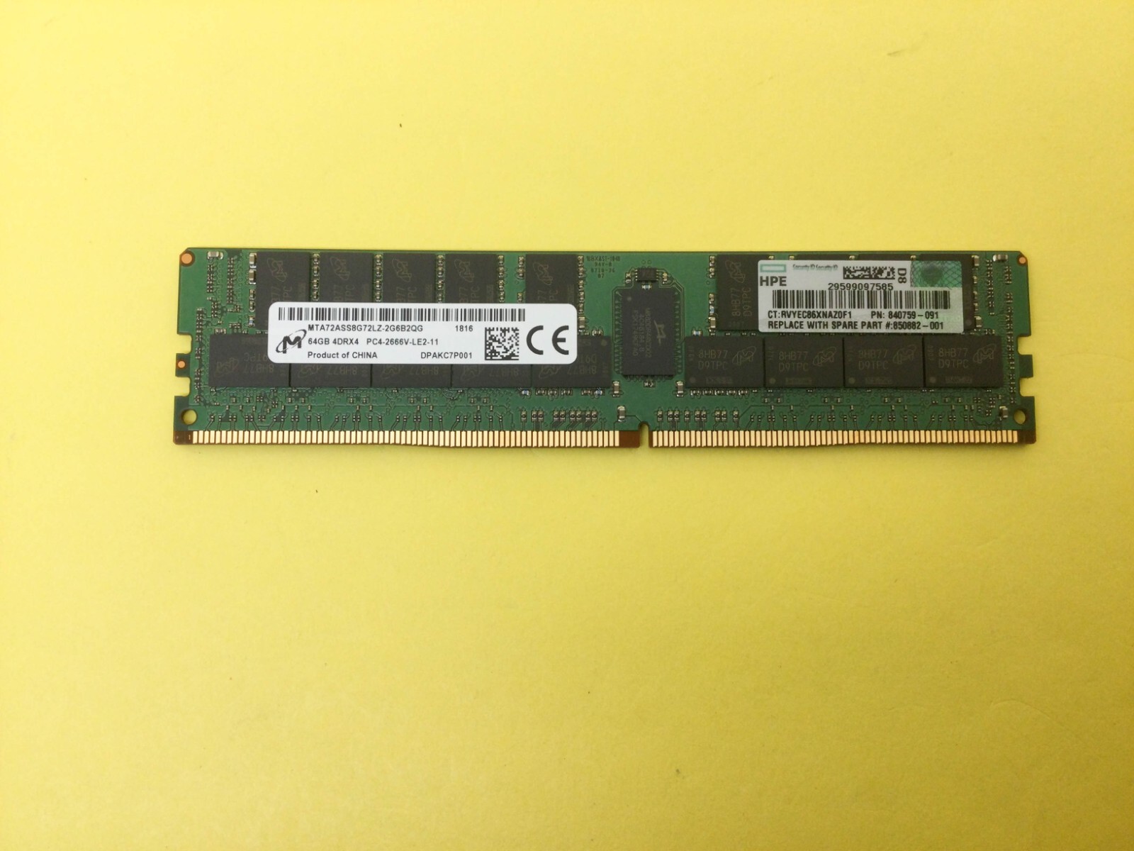 840759-091 HPE 64GB QUAD RANK X4 4RX4 DDR4-2666 PC4-2666V MEMORY 815101-B21