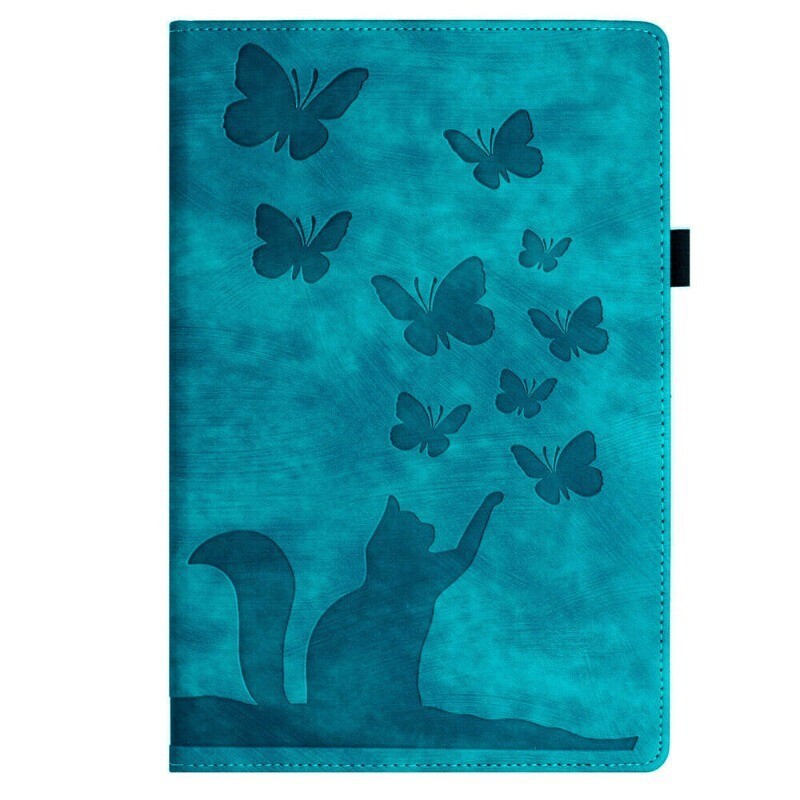 Cat Butterfly Leather Card Tablet Case For Samsung Tab A7 A8 A9 S6 S7 S8 S9 S10
