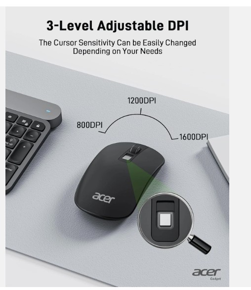 NEW Acer Computer Mouse Wireless, 2.4G Slim USB Wireless Mice with Black  OMR242