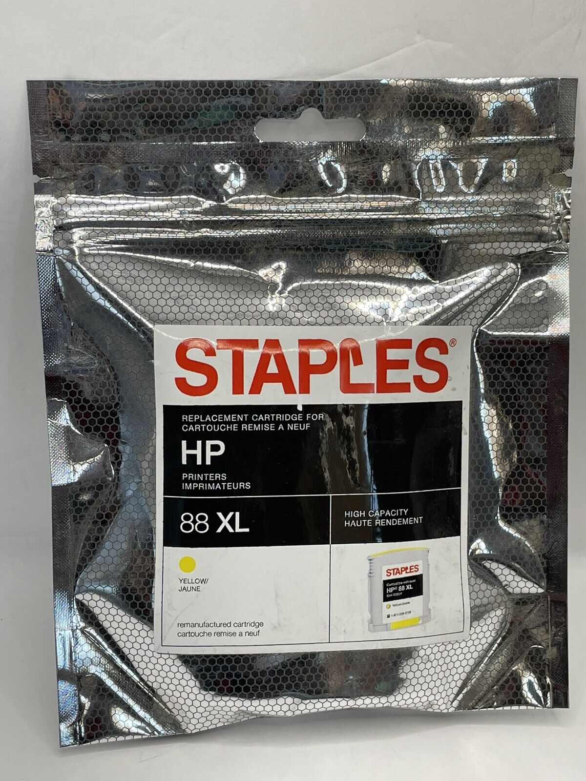 High Capacity Staples brand HP 88XL Yellow Ink Compatible with HP