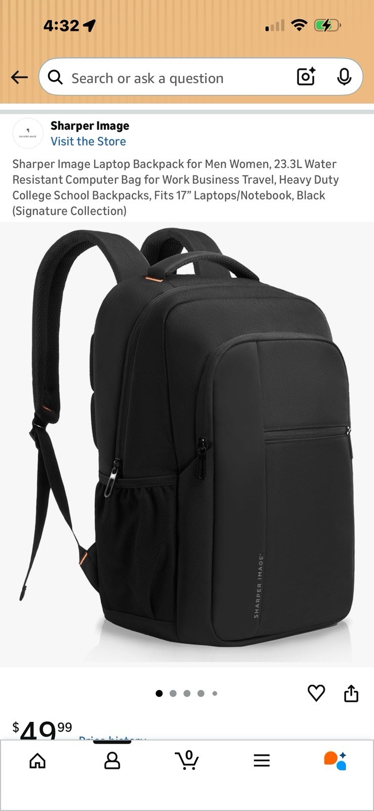 sharper image laptop backpack