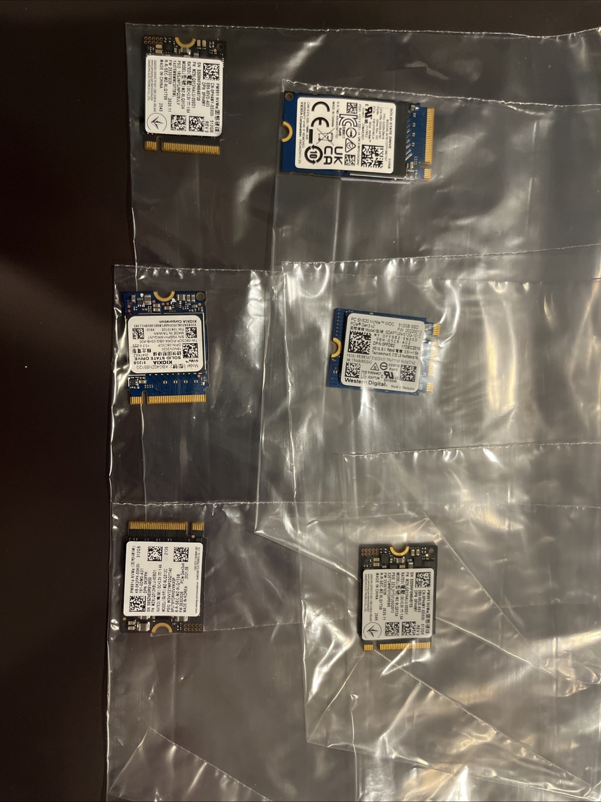 Lot Of 6x Used 512GB SSD NVMEs. All Good Working Order. Size 2230.