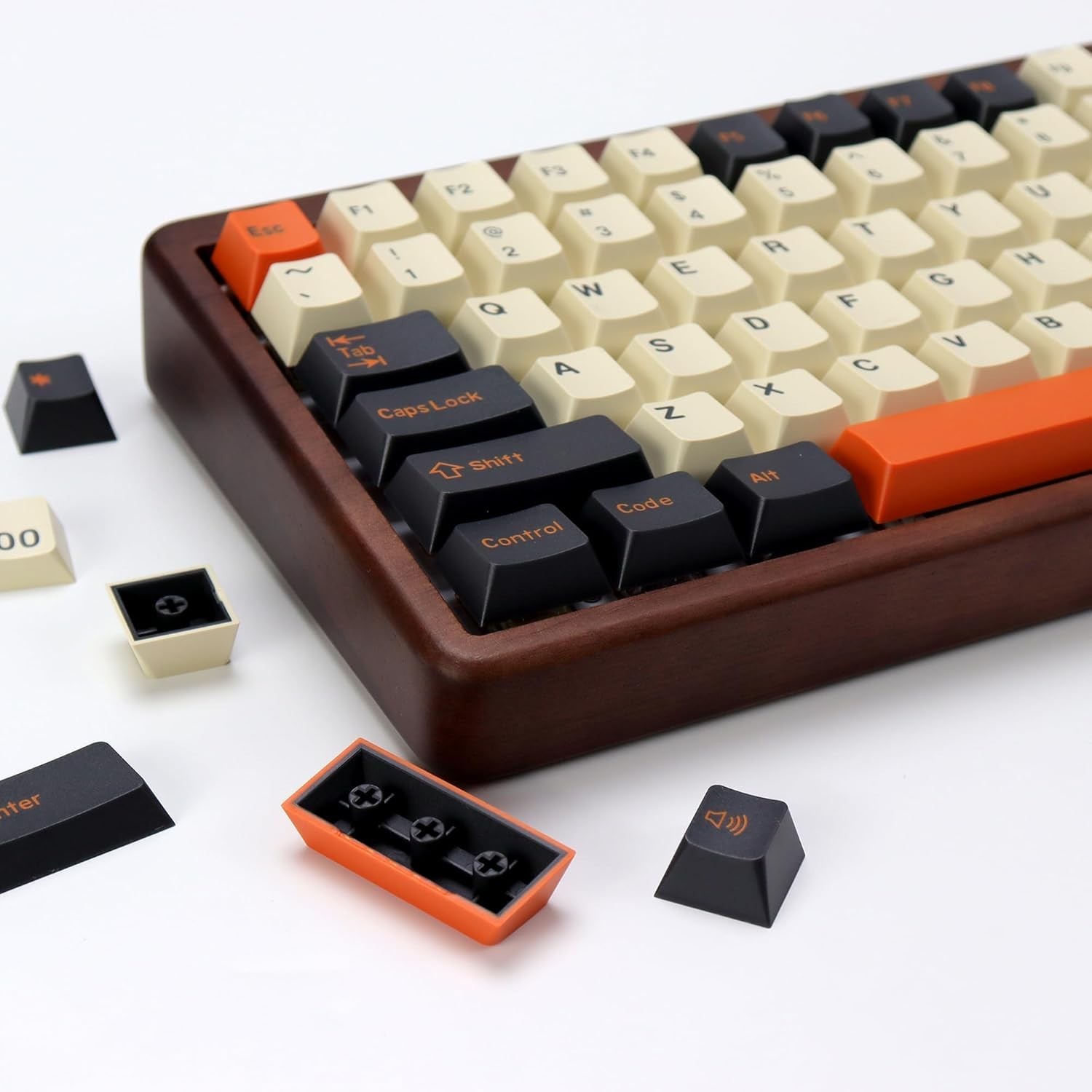 Carbon PBT Double Shot Orange Keycap Set174 Keys Retro Custom Key Cap Keycaps...