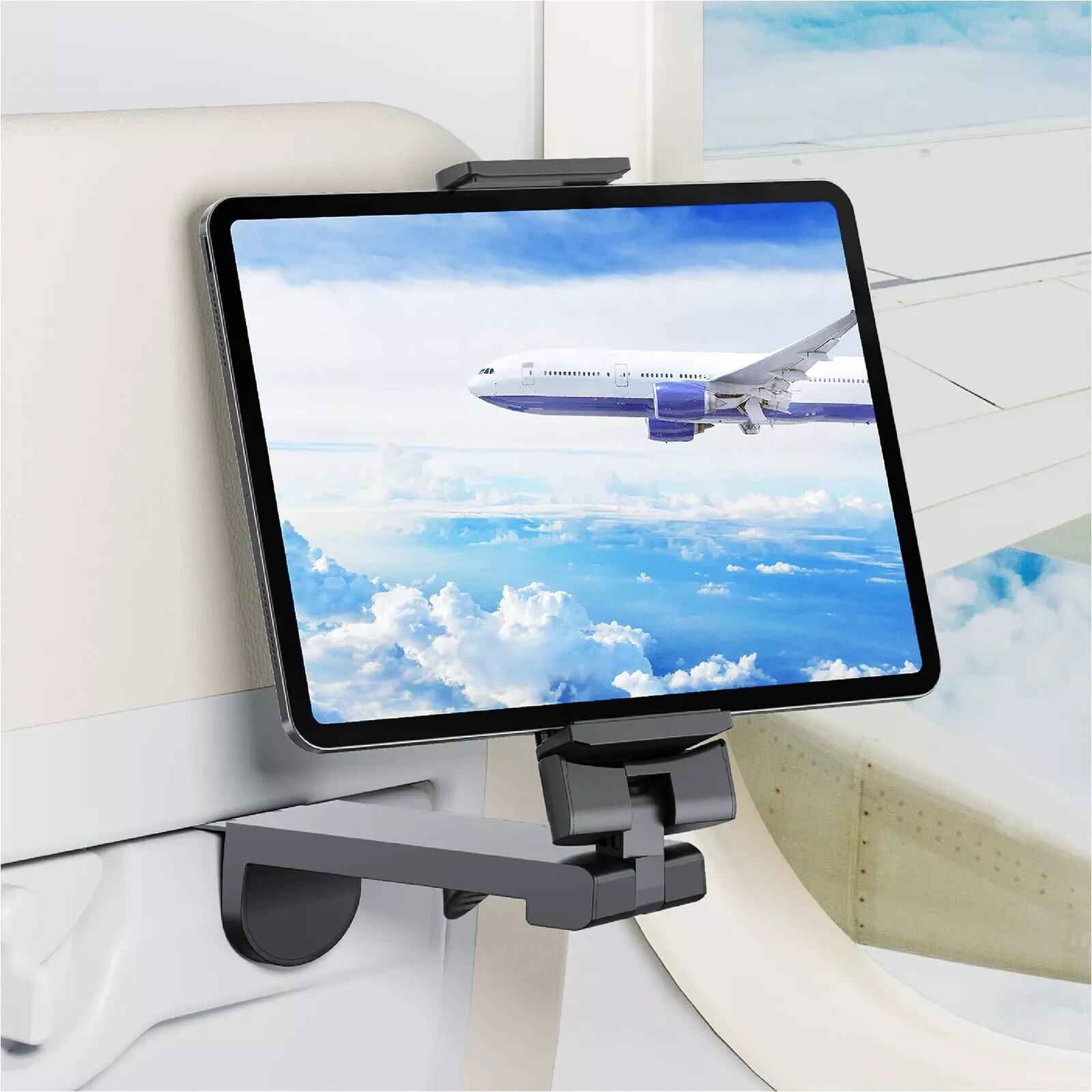 Airplane Tablet Holder Mount Travel Essential Handsfree Tablet Stand for Flyi...