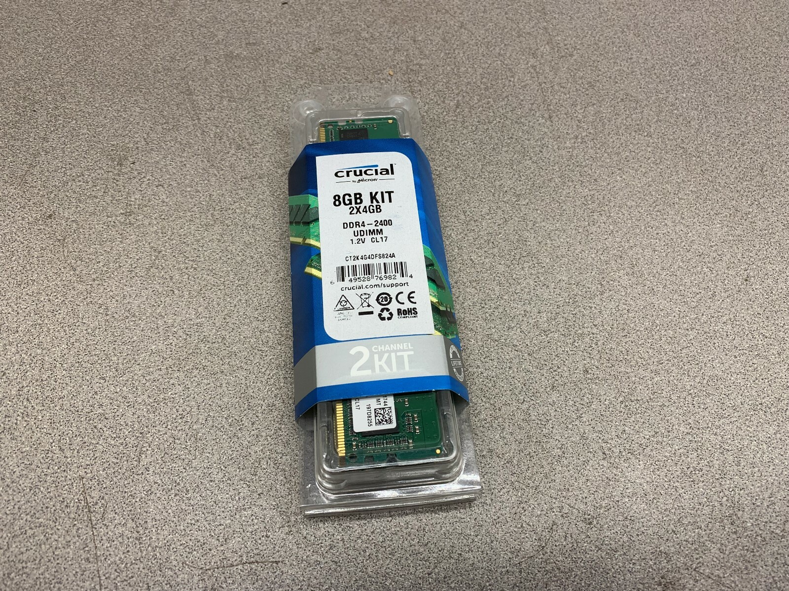 NEW MICRON CRUCIAL 8GB 2X4GB KIT MEMORY DDR4-2400