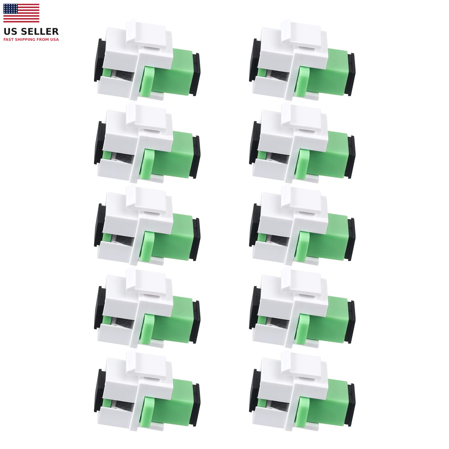 10 Pcs Fiber Optic Coupler SC Keystone Jack Coupler SC Simplex Singlemode APC A