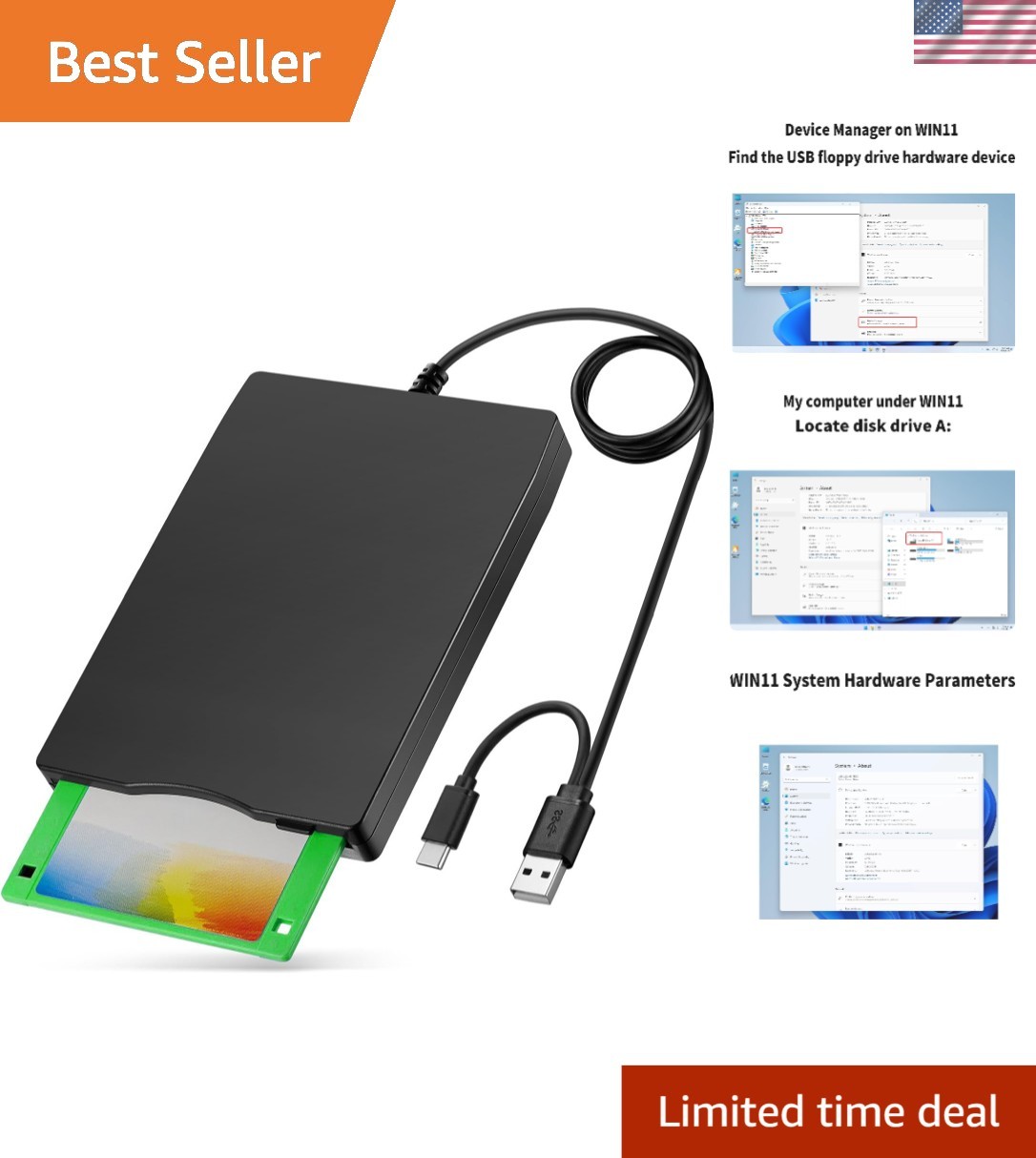 Reliable 3.5'' Floppy Disk Reader - Effortlessly Transfer Files Anytime