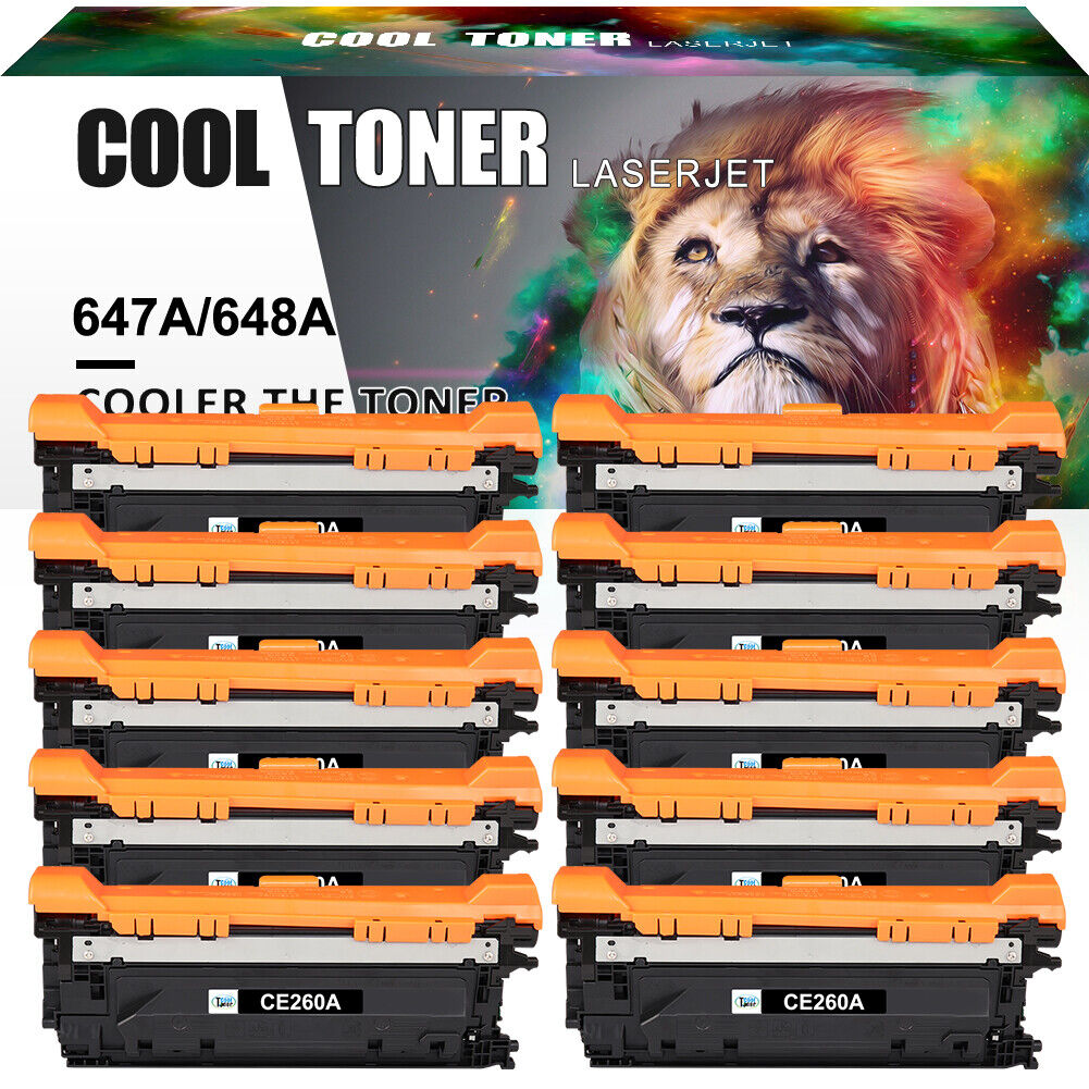 10PK Black CE260A 647A Toner for HP Color LaserJet Enterprise CP4520 CM4540 MFP