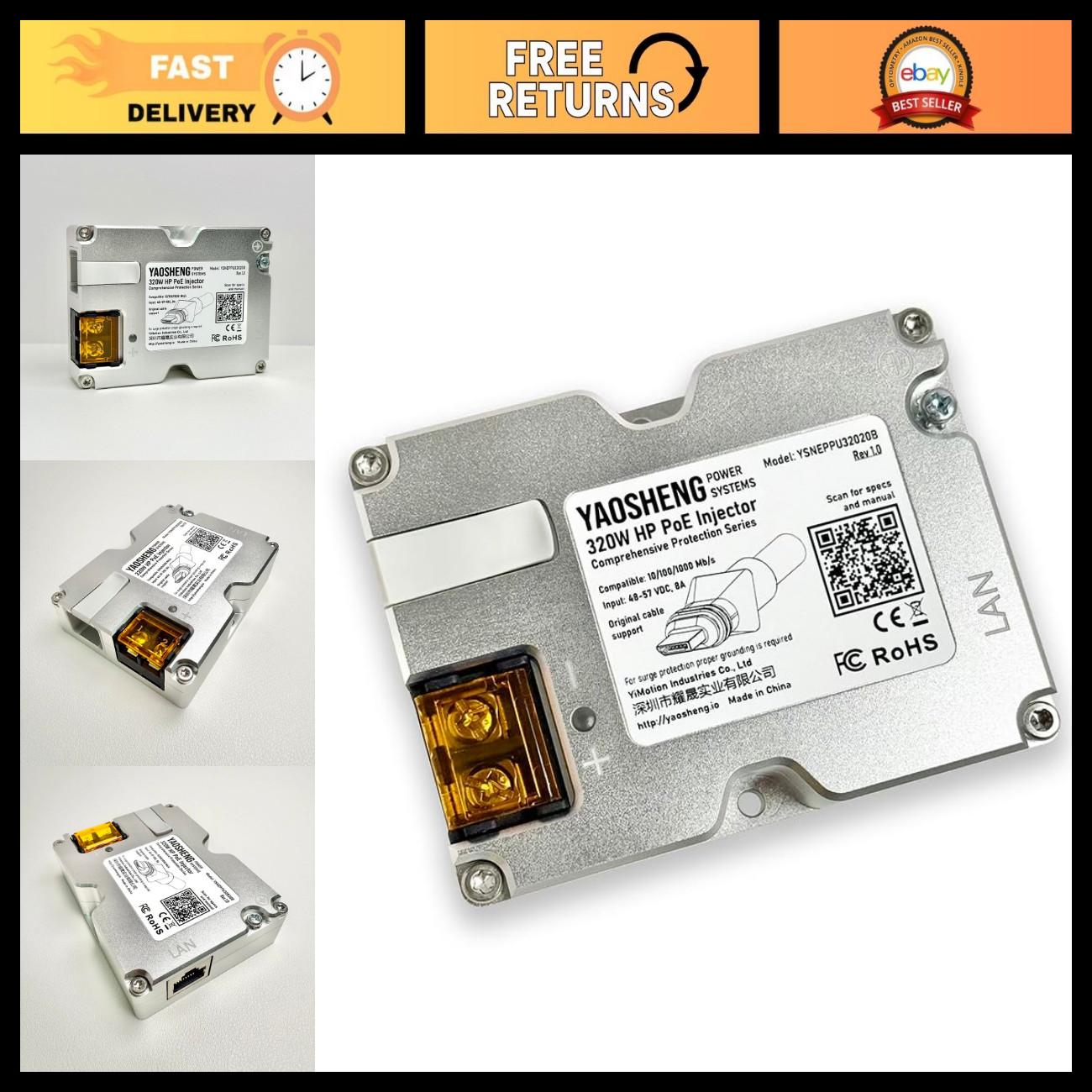 320W PoE Injector for Starlink HP - High Performance Power Over Ethernet Adapter