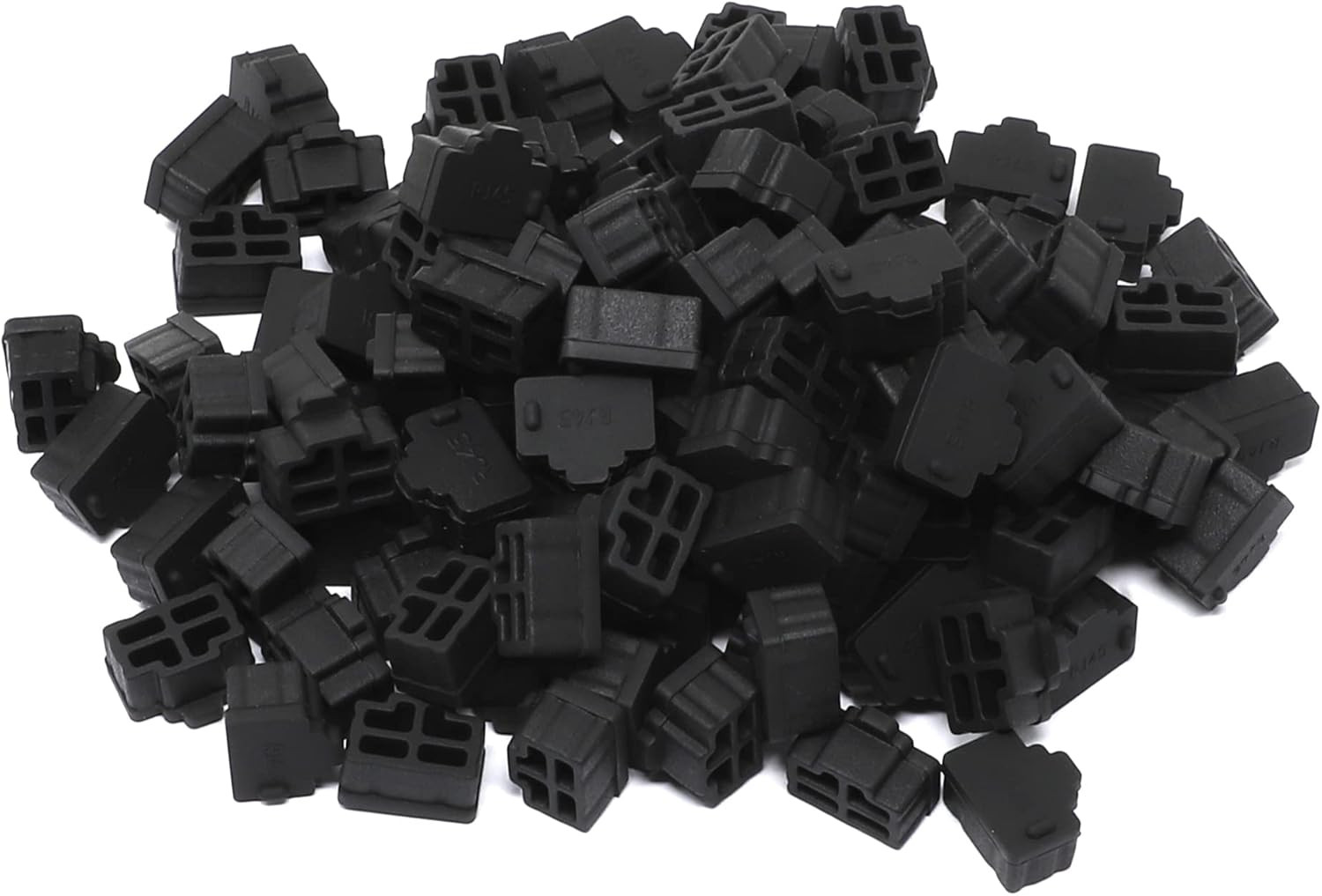 125 Pcs Black Silicone Ethernet Hub Port RJ45 Anti-Dust Cover Cap Protector Plug