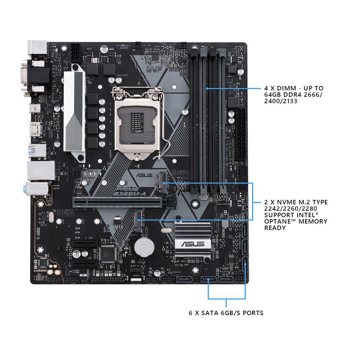 ASUS PRIME B365M-A LGA 1151 for 9th/8th Intel mATX Motherboard M.2 USB 3.1 ddr4