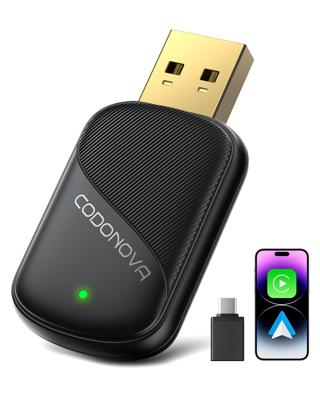 Mini Wireless CarPlay Adapter for iPhone & Android Auto - Wired to Wireless
