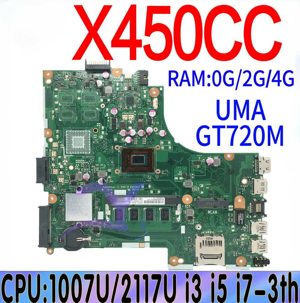 X450CC Mainboard For ASUS X450CA Laptop Motherboard 1007U/2117U i3 i5 i7-3th