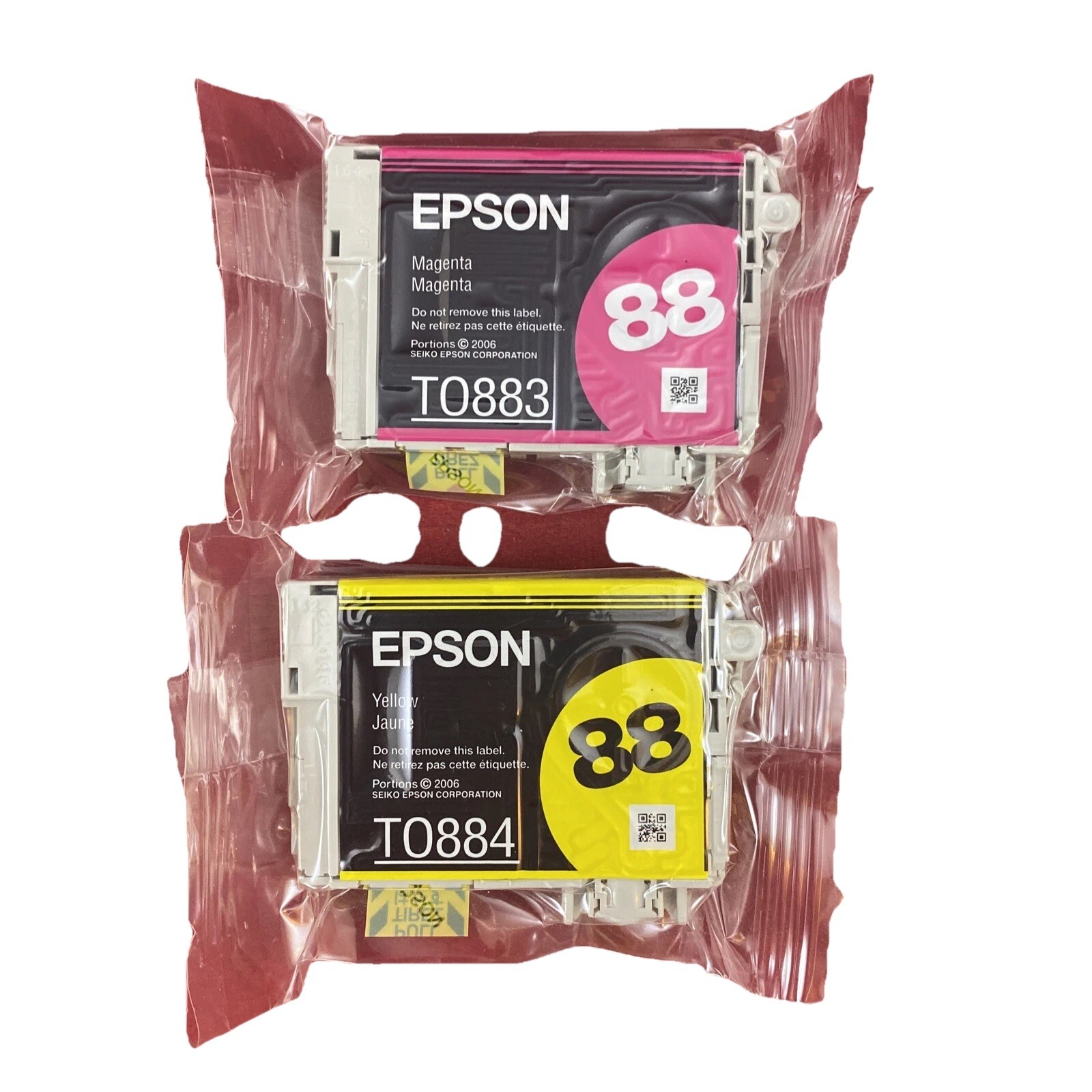 2 Epson 88 Ink Cartridges: Magenta TO883 & Yellow TO884